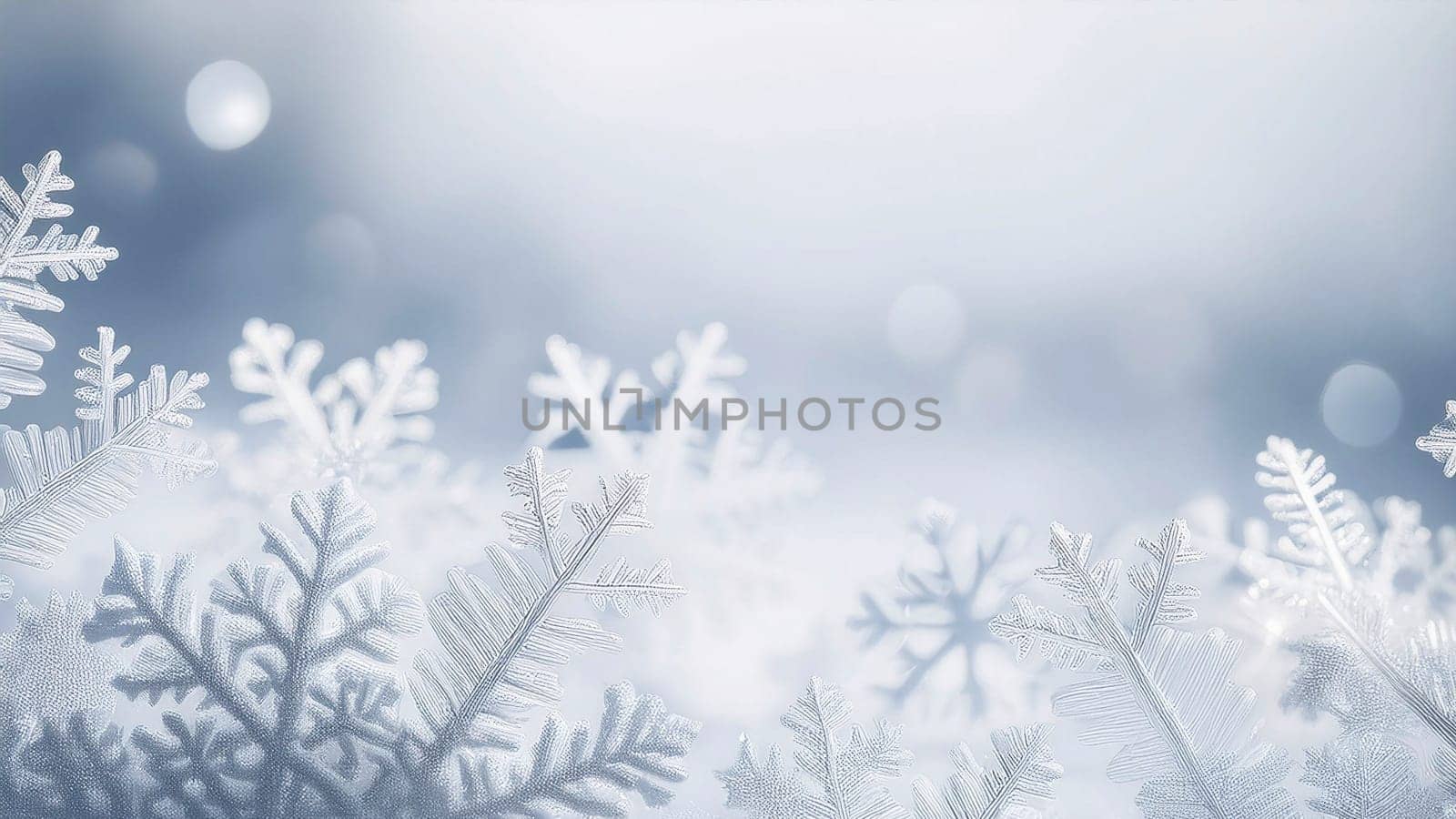 Christmas winter background with snowflakes and copy space. AI generated