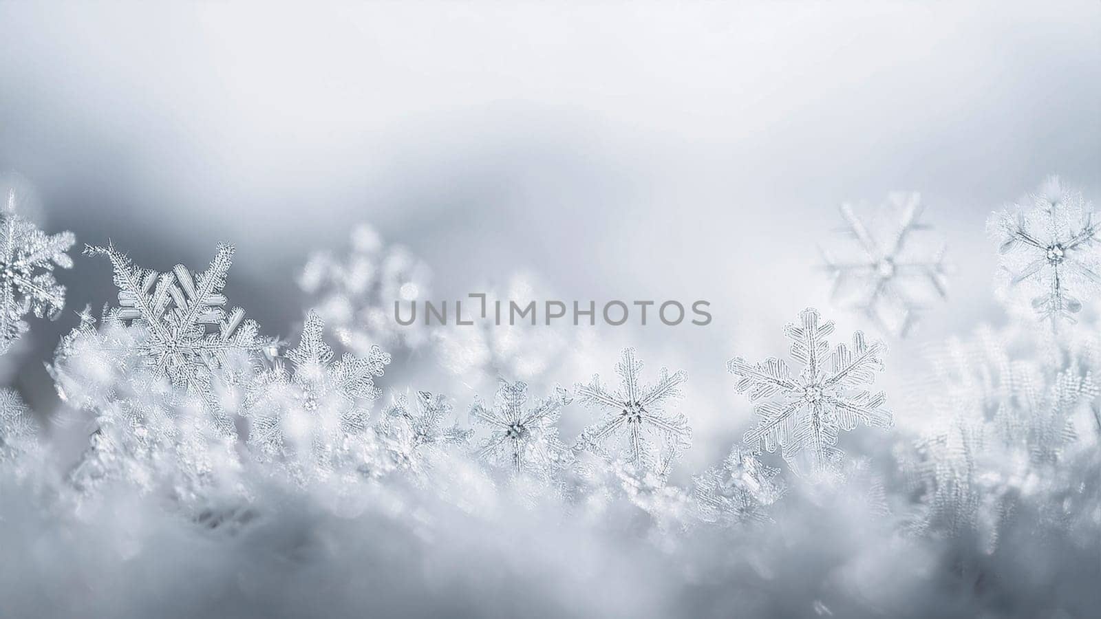 Christmas winter background with snowflakes and copy space. AI generated