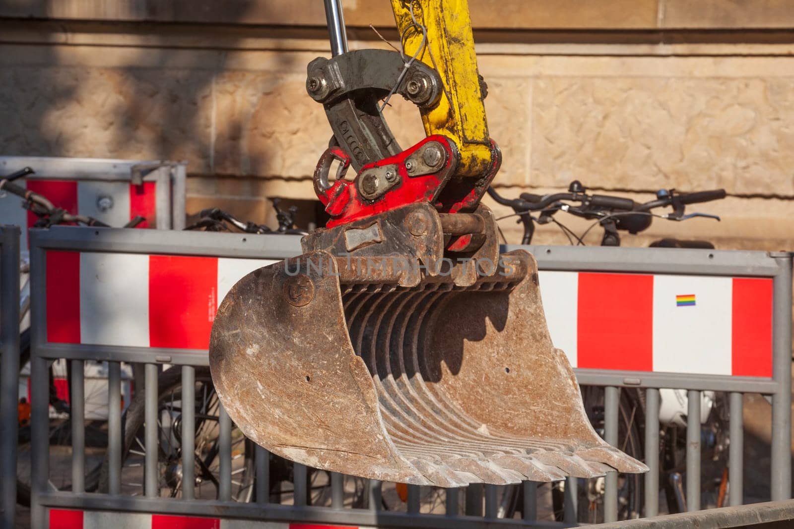 Excavator shovel on a construction site, Germany