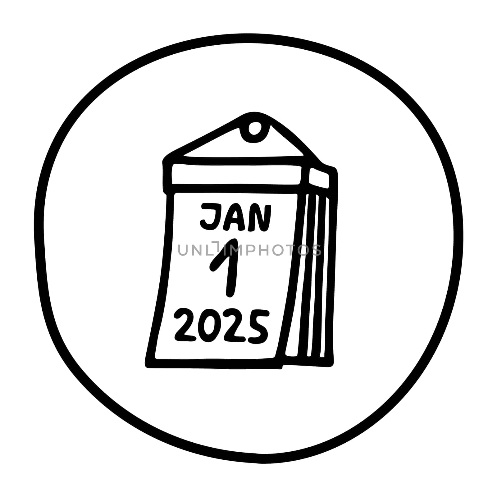 Doodle calendar schedule icon or logo, hand drawn with thin black line. Isolated on white background. Vector illustration