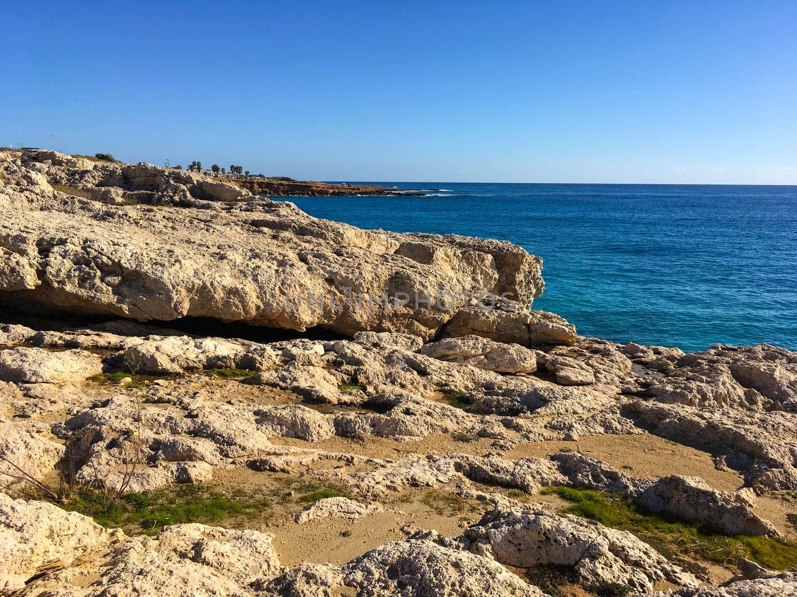 Rocky coast near Cape Greco in Ayia Napa, Cyprus. National Forest park.