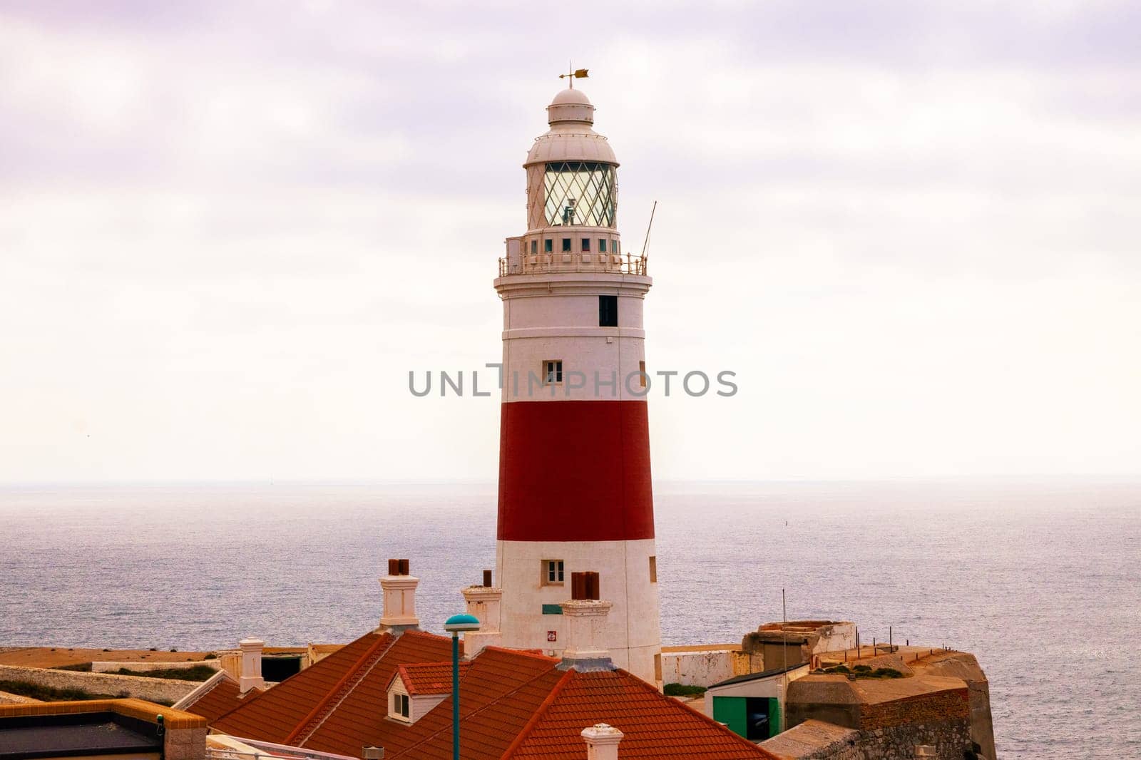 Europa Point, Gibraltar, United Kingdom, May 22, 2019. The Europa Point lighthouse, which stands at the far end of the Gibraltar headland, was built in1841.