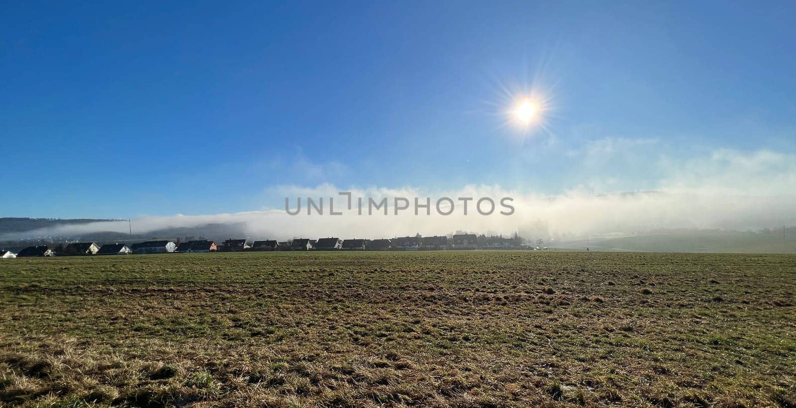 Fog landscape,wall of fog in winter in Taunusstein in Hesse. Foggy landscape,wall of fog in winter in Taunusstein in Hesse