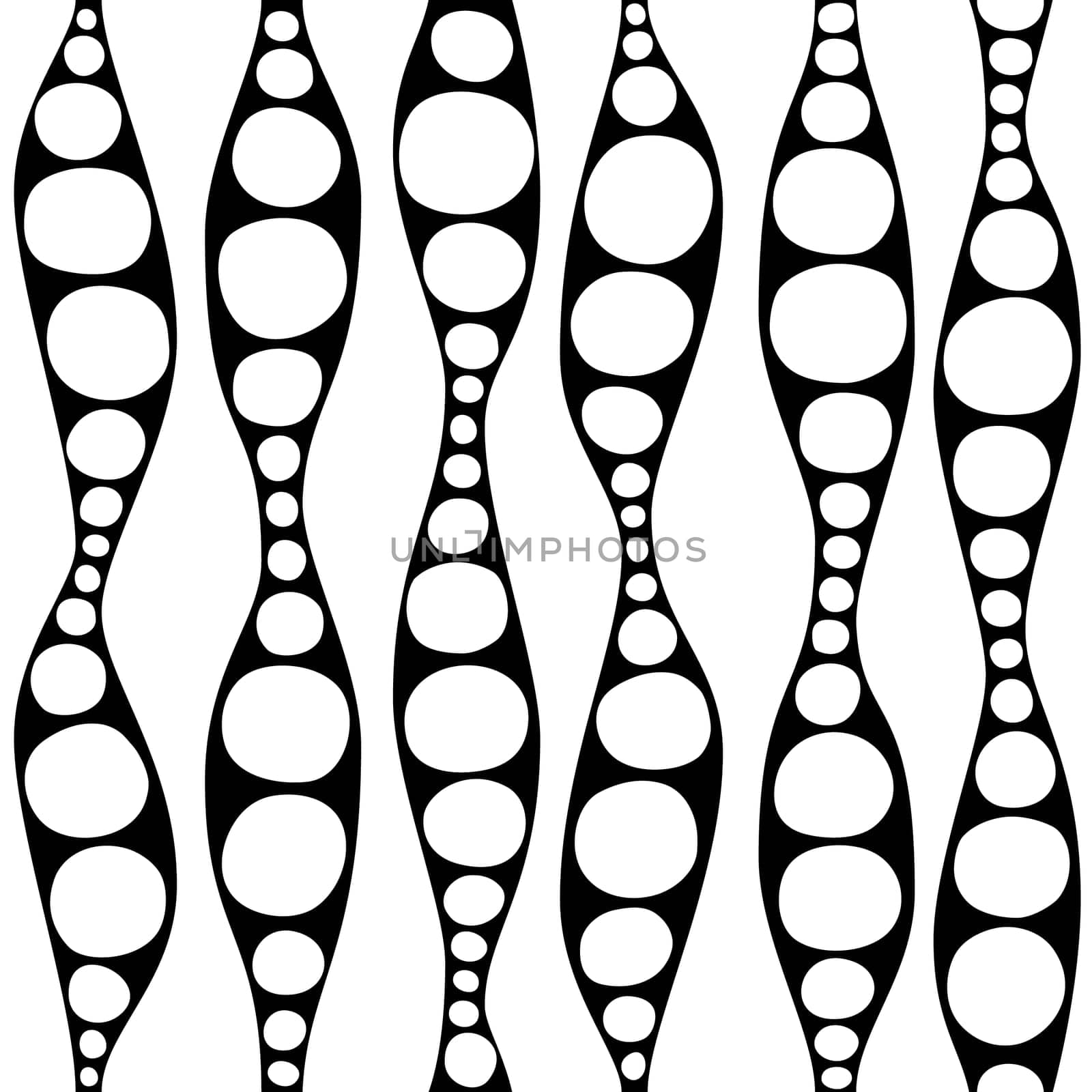 Seamless geometric pattern. Waves and circles in black and white. Vector illustration