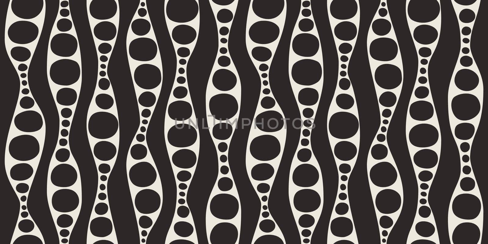 Seamless geometric pattern with waves and bubbles. Vector illustration