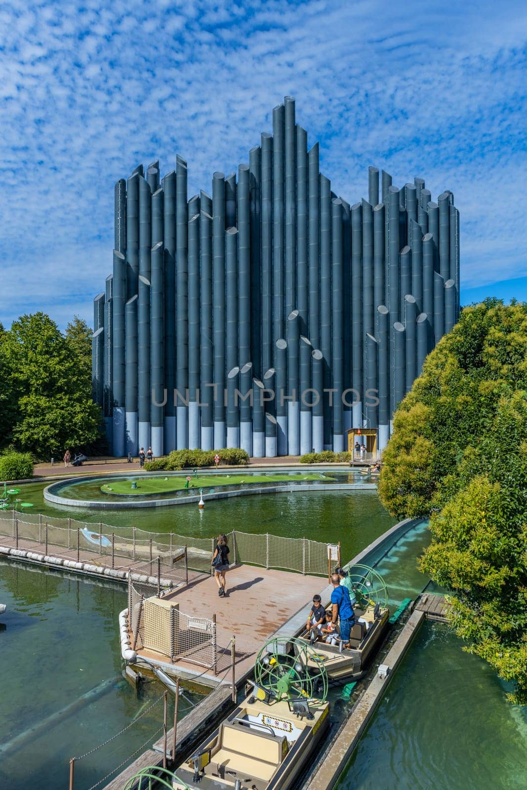 Poitiers, Nouvelle Aquitaine. France: August 19, 2024 : Futuroscope or Parc du Futuroscope is a French theme park based upon multimedia cinematographic futuroscope and audio-visual techniques