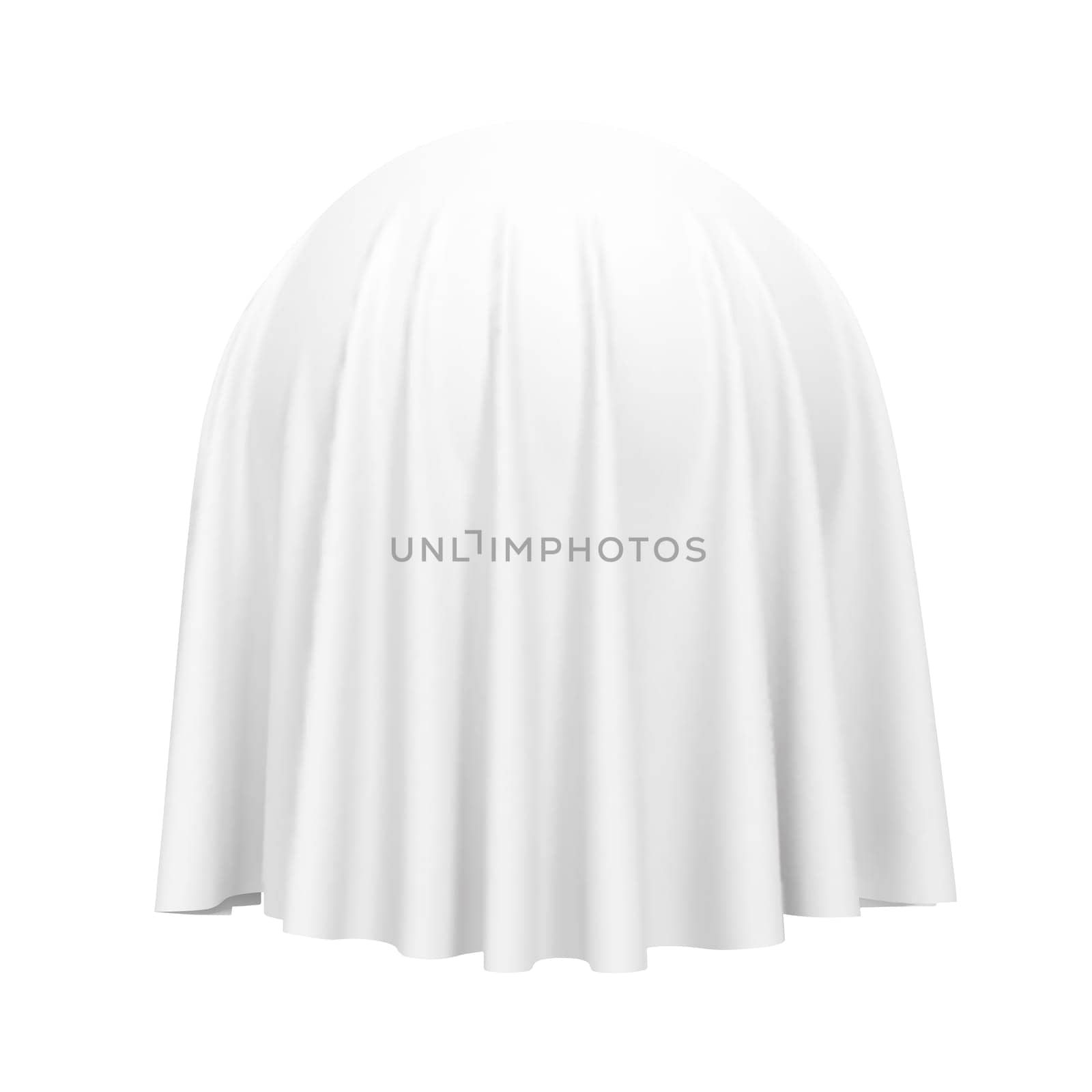 Ball or sphere covered with white fabric material, isolated on white background. Surprise, award and presentation concept, revealing hidden object or raising the curtain. Vector illustration