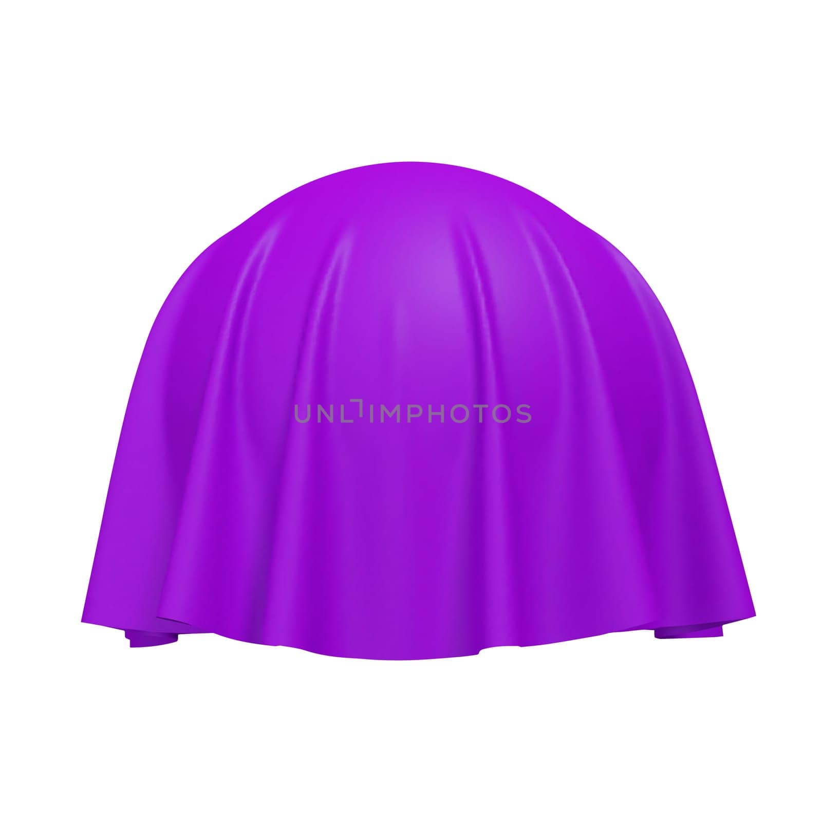 Ball or sphere covered with purple fabric material, isolated on white background. Surprise, award and presentation concept, revealing hidden object or raising the curtain. Vector illustration