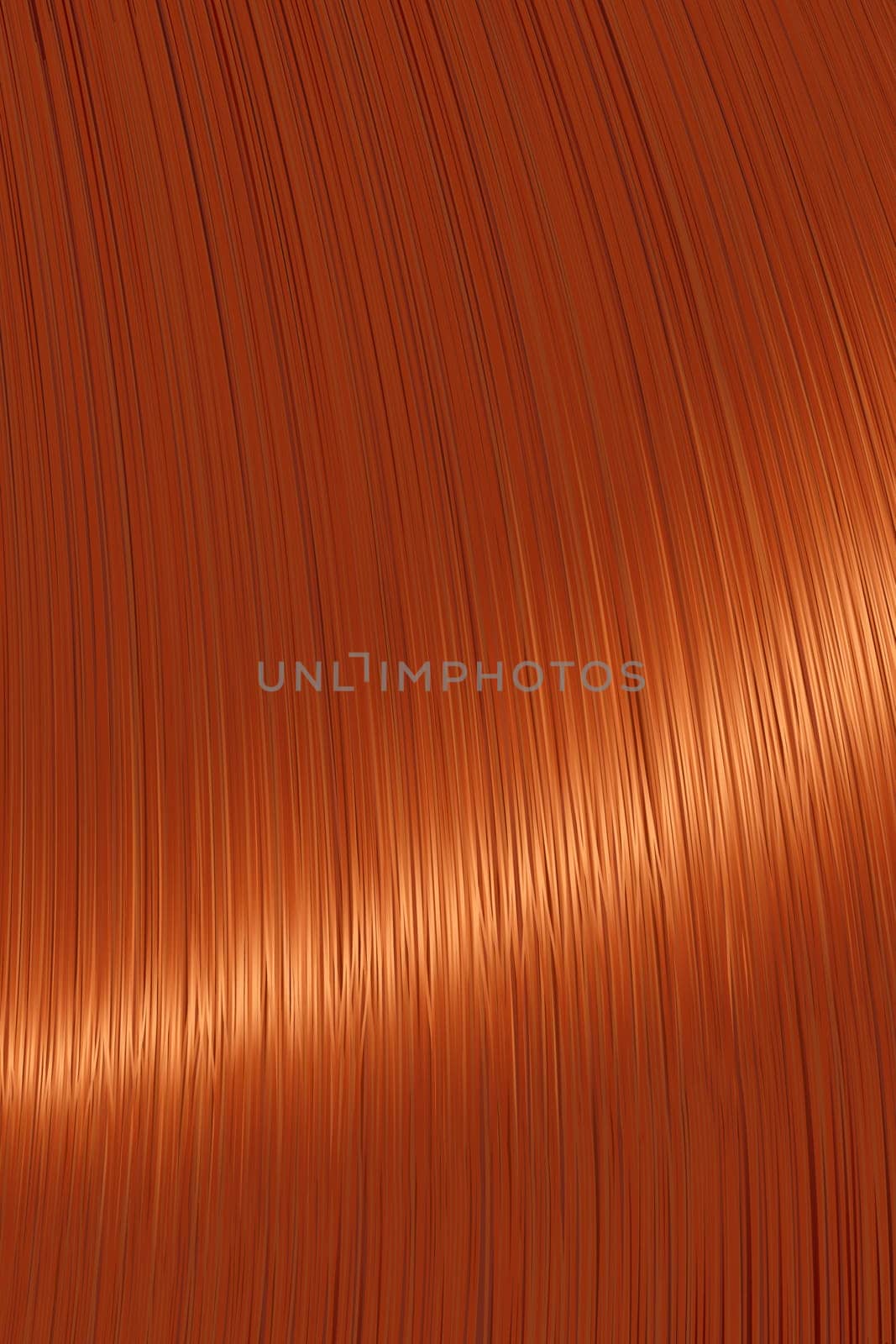 Realistic red ginger straight hair background with glossy shiny detail. Vector illustration.