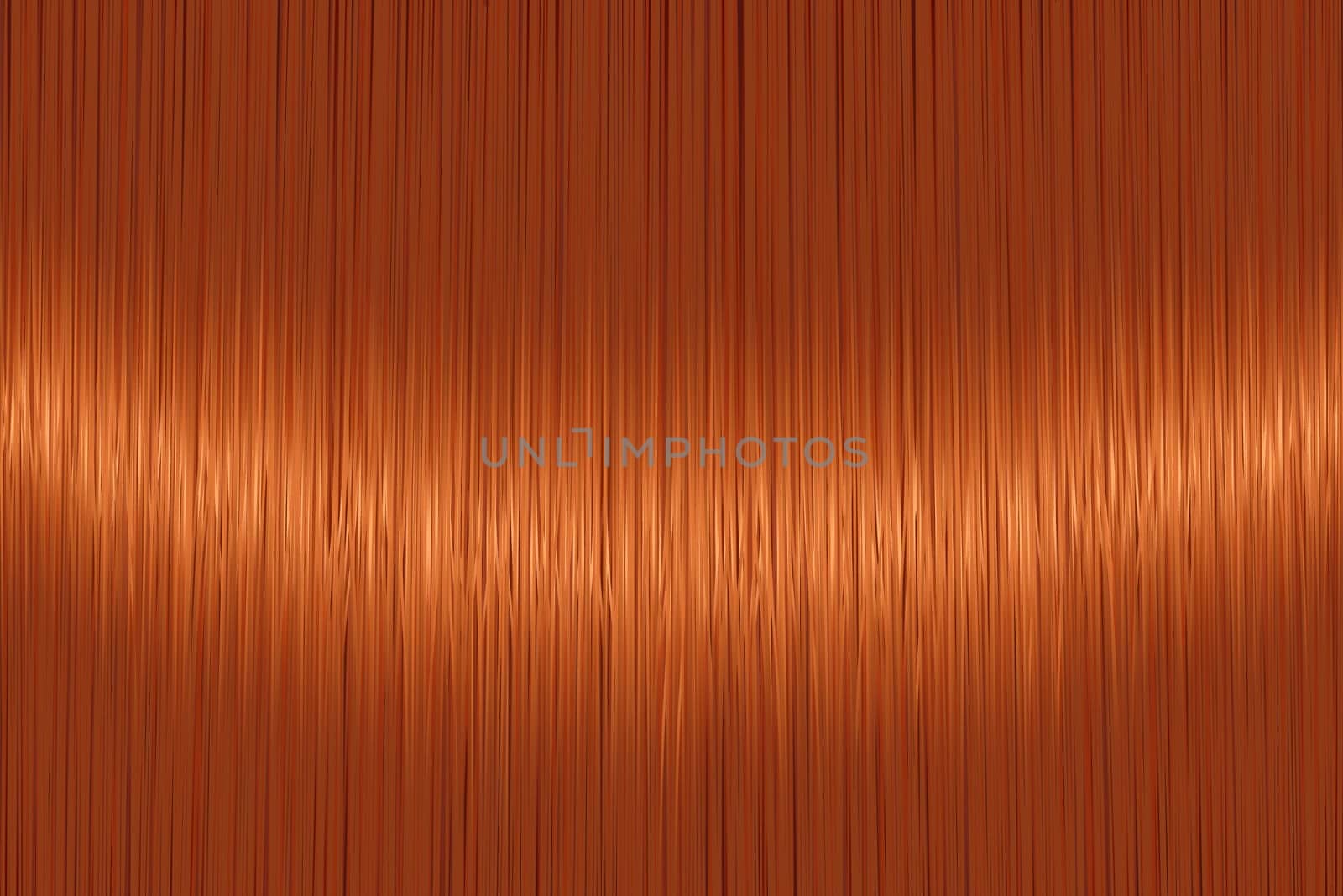 Realistic orange red straight hair texture with glossy shiny detail. Vector illustration.