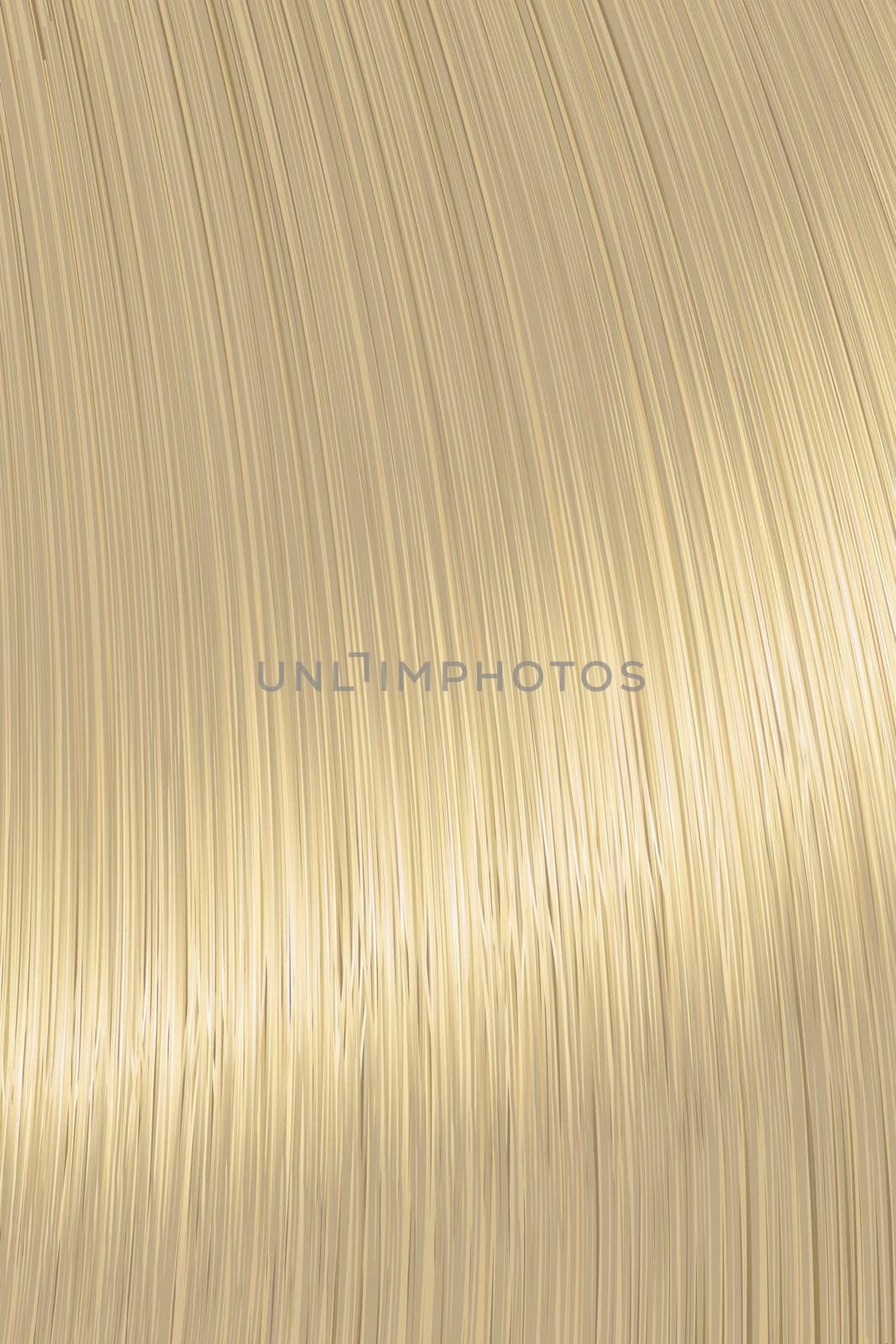Realistic blond straight hair lock texture with glossy shiny detail. Vector illustration.