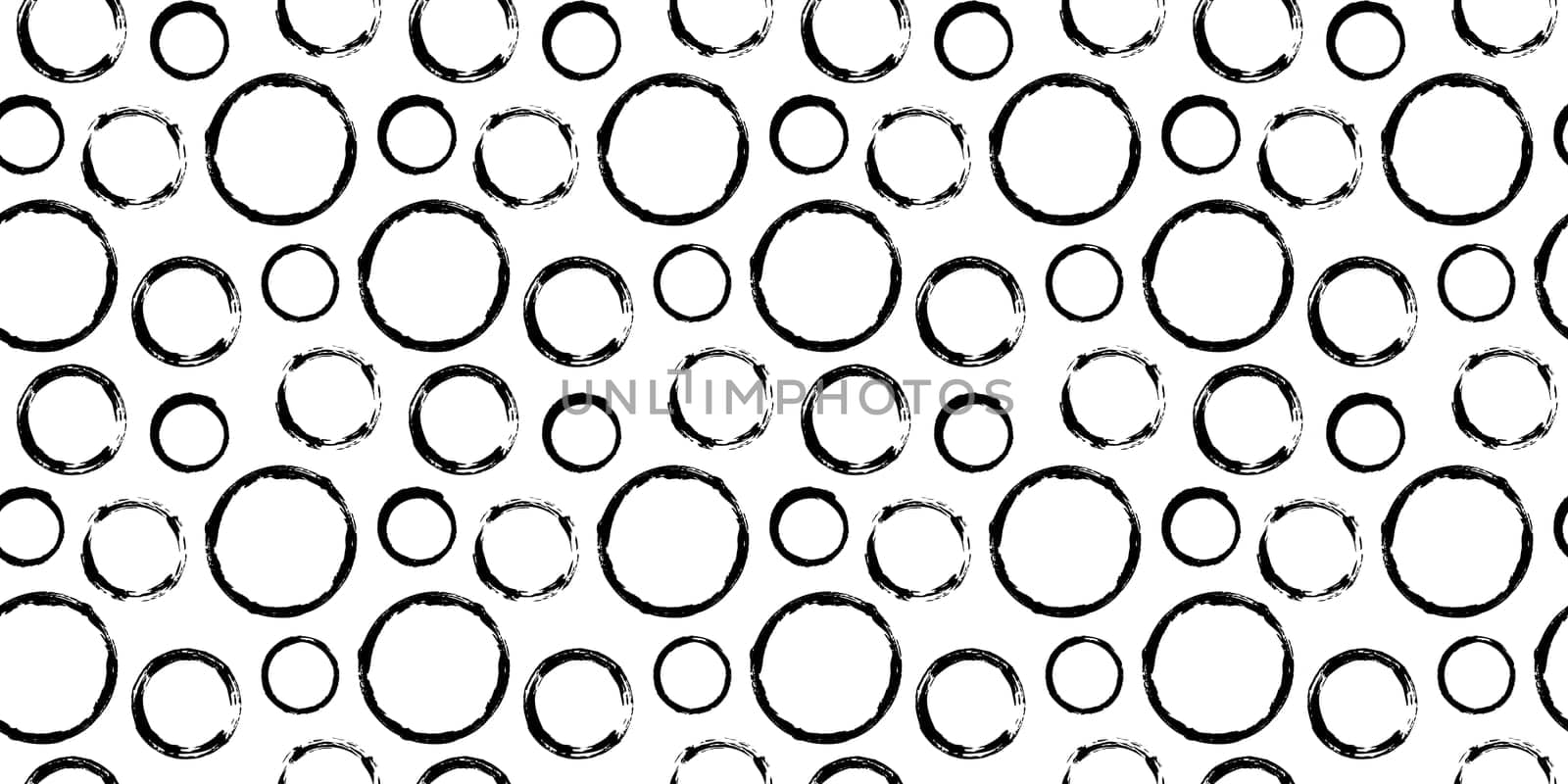 Seamless pattern with grunge circles hand painted with ink. Vector illustration