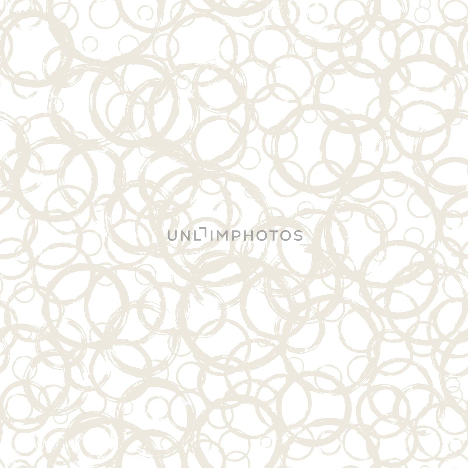 Seamless pattern with hand painted ink circles. Graphic design element for poster, stationary, fabric, scrapbook, baby shower card, wedding invitation. Grunge brush stroke texture. Vector illustration
