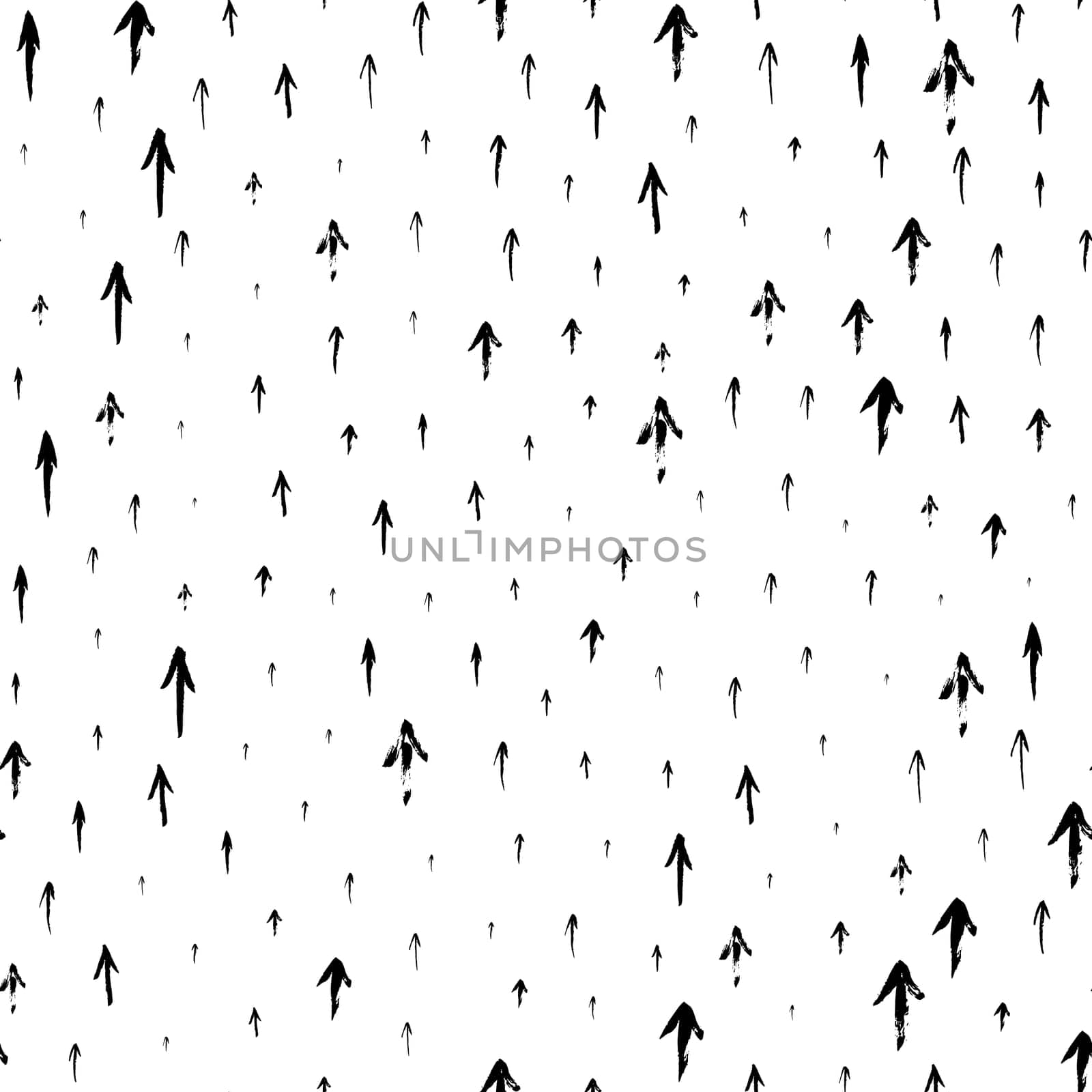Seamless pattern with arrows. Black white random brush strokes. Geometric graphic design element. Scrapbooking, book cover, wallpaper, poster, flyer. Hand drawn shapes background. Vector illustration