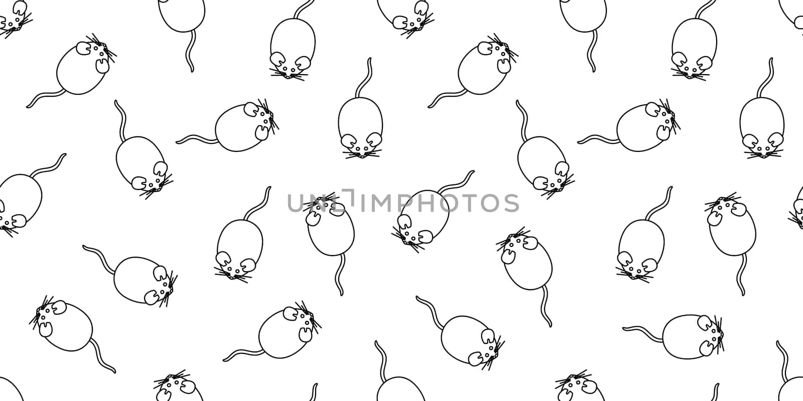 Seamless pattern with doodle mice. Hand drawn mouse background. Vector illustration