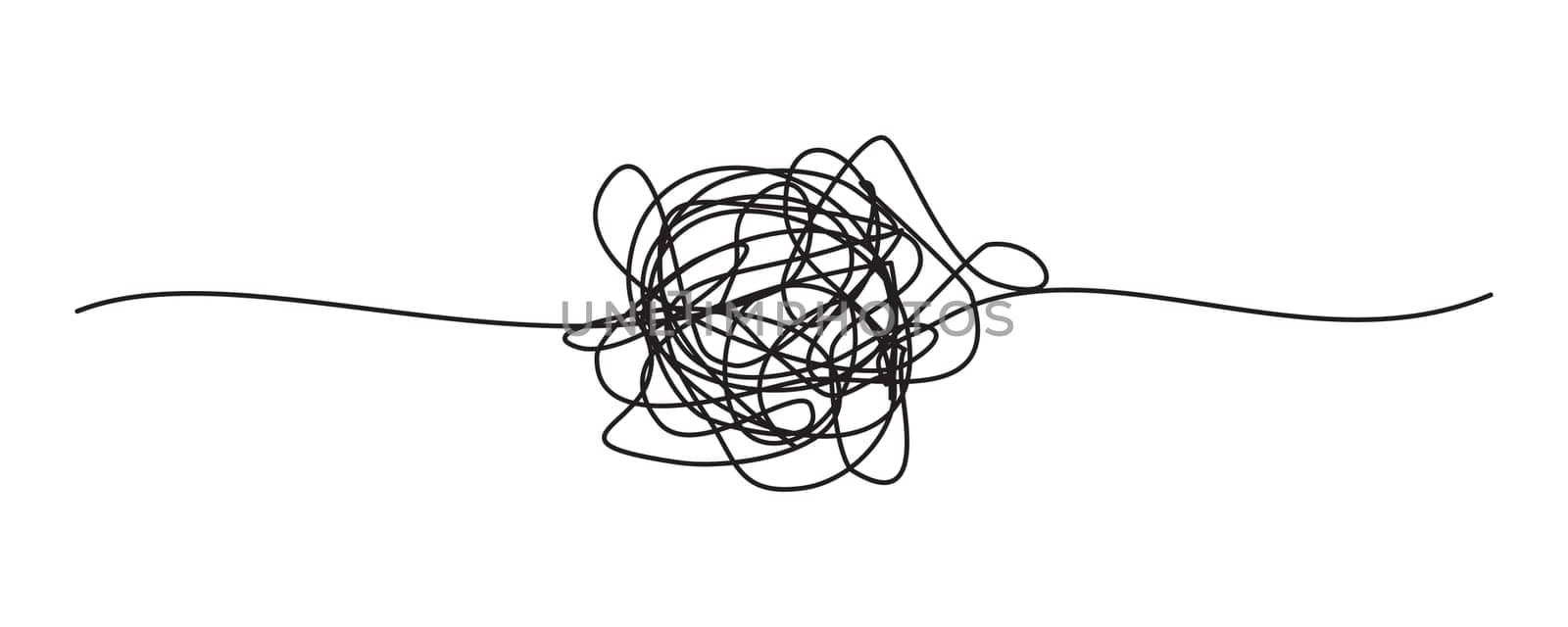 Tangled grungy round scribble hand drawn with thin line, divider shape. Vector illustration
