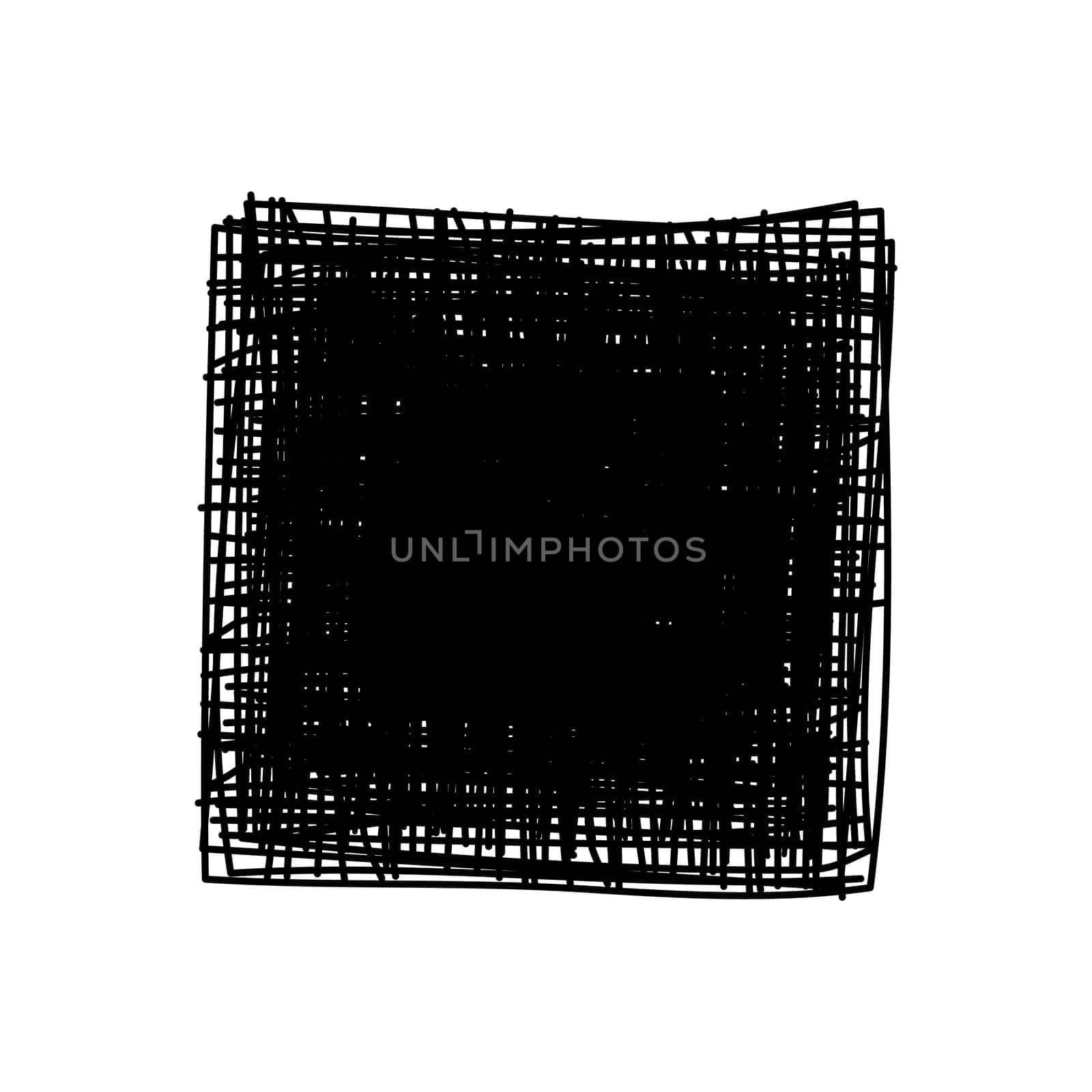 Grungy scribble square frame hand drawn with thin line, divider shape. Vector illustration