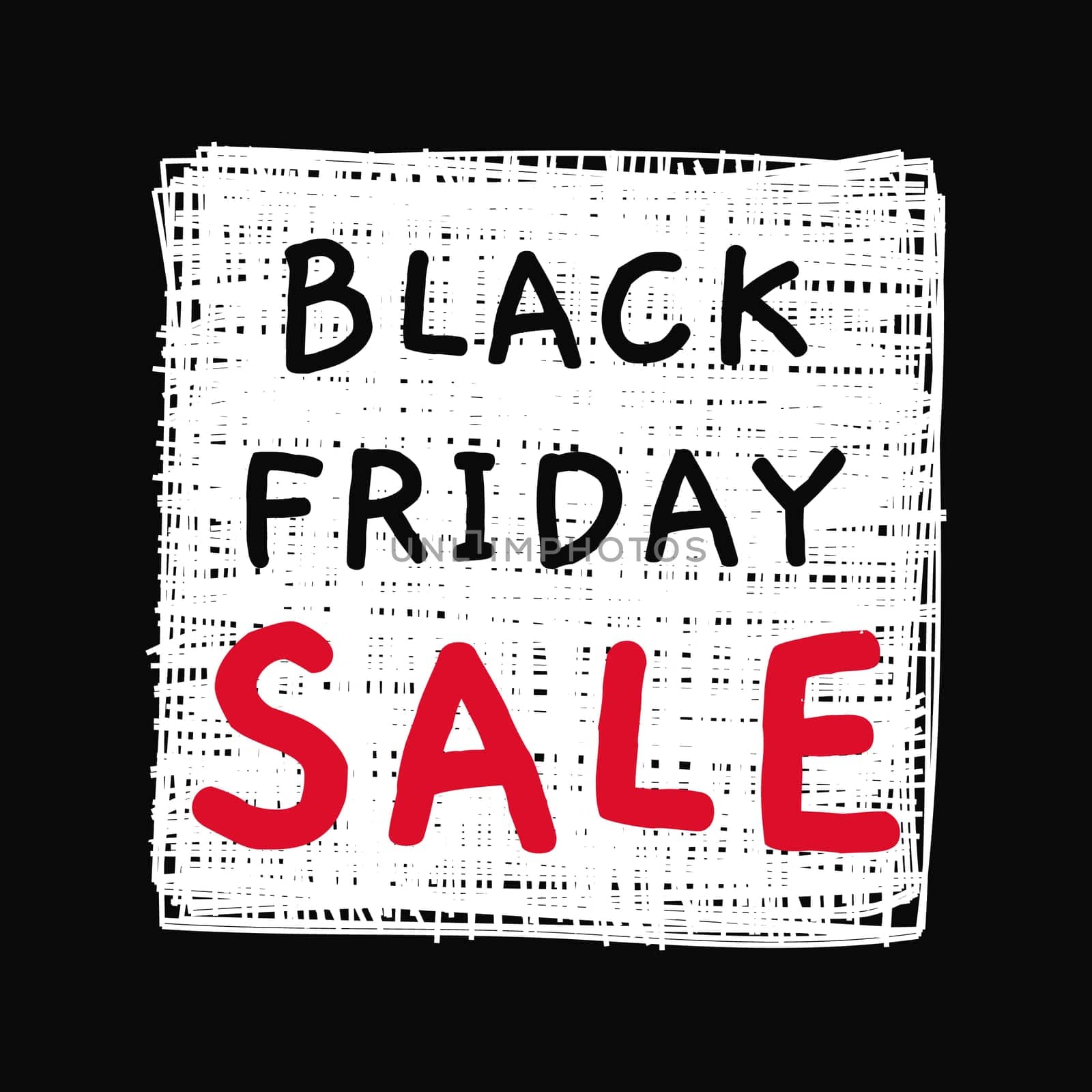 Black Friday Sale banner on scribbled rectangle isolated on white background. Vector illustration