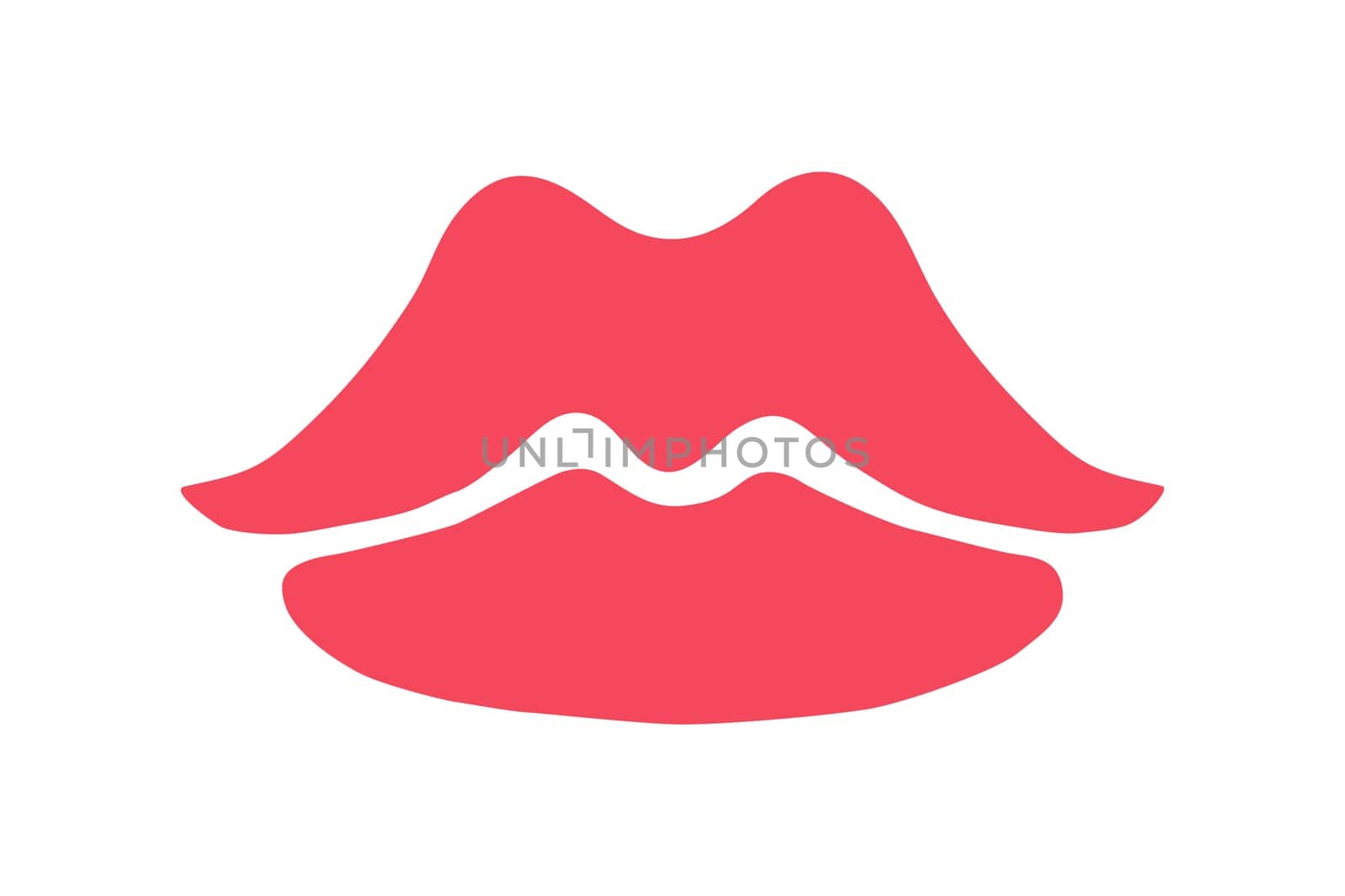 Red lips hand drawn with ink paint brush, isolated on white background. Vector illustration
