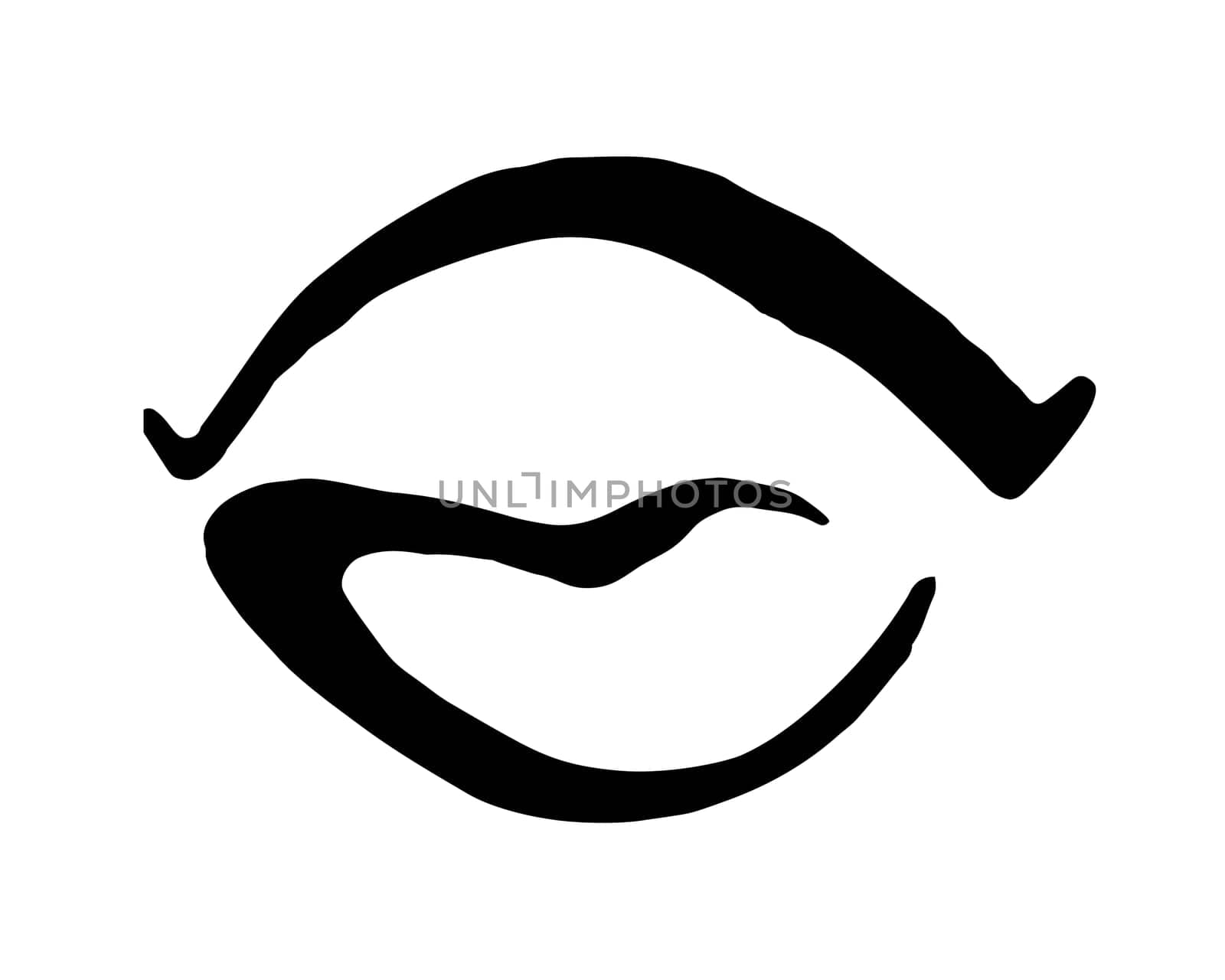 Black lips hand drawn with ink paint brush, isolated on white background. Vector illustration