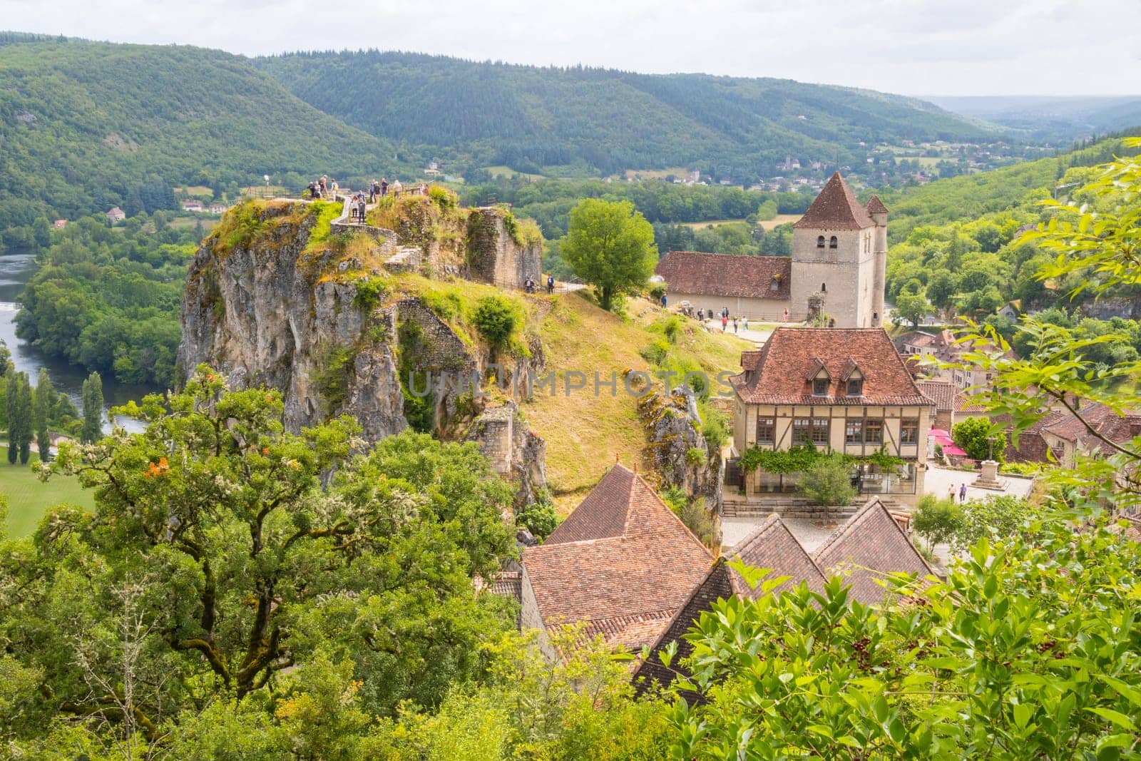 saint-cirq-lapopie, France- June 15 2024: Old cliffside village of Saint-Cirq-Lapopie in the Occitanie region, south west France