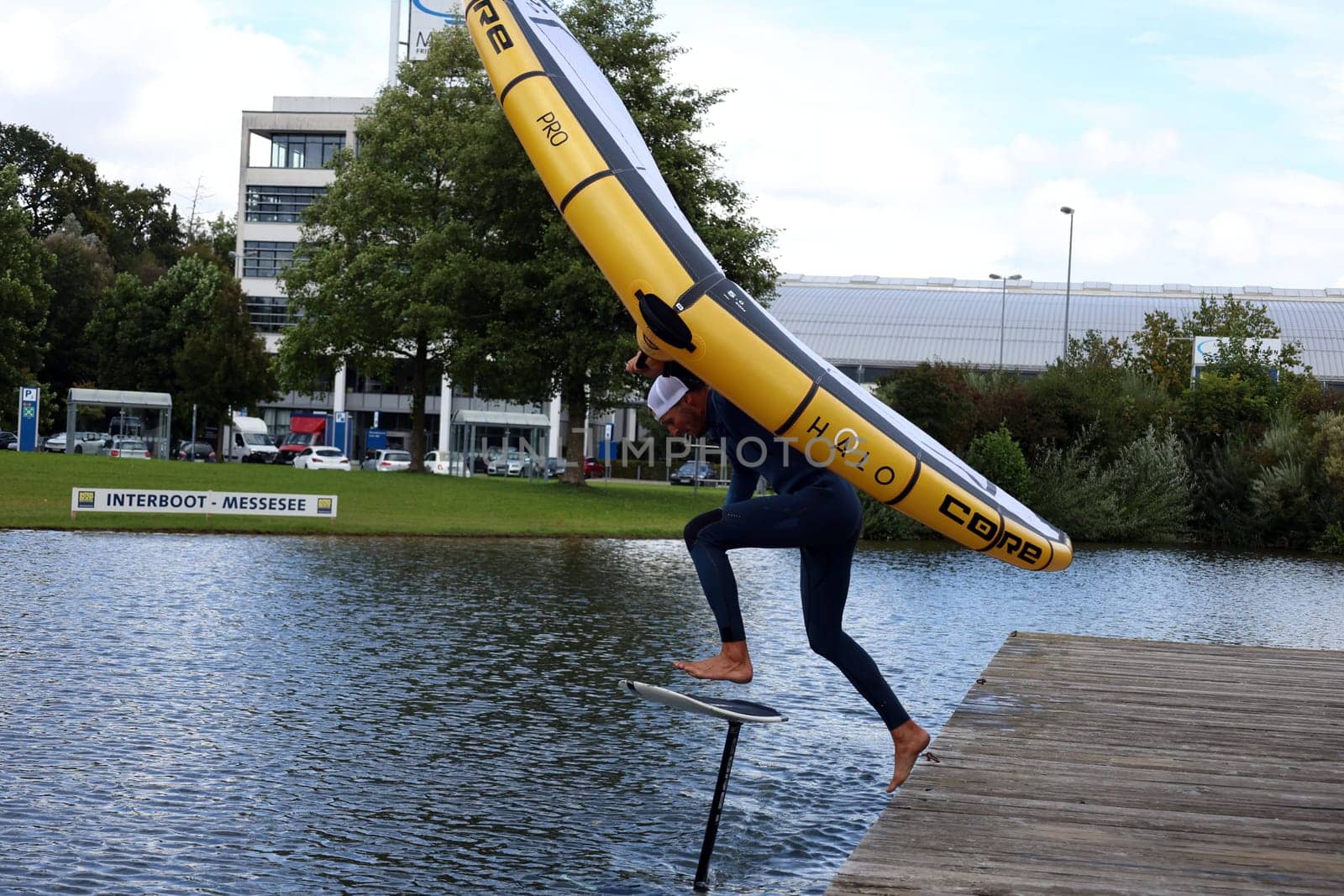 Kitsurfer Ben Benholz jumps on the board  The Interboot 2024 Friedrichshafen trade fair will open its doors on 25.09.2024