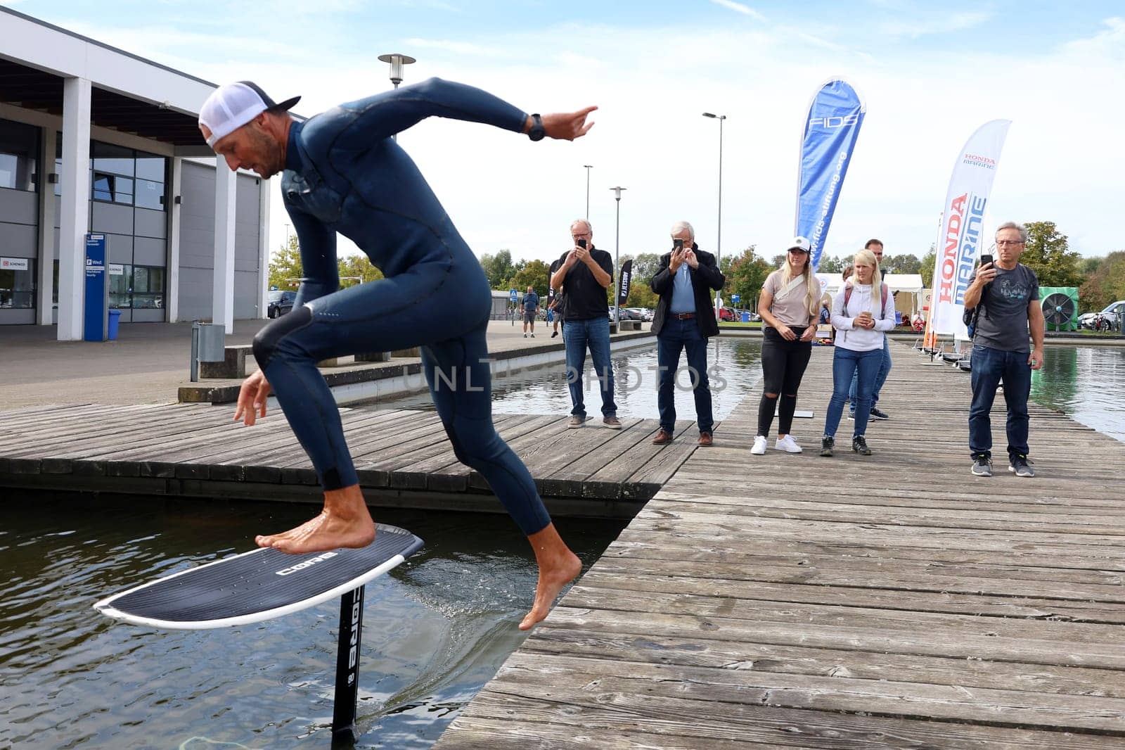 Kitsurfer Ben Beholz gives taster courses on the Messesee and does show acts  The 63rd Interboot 2024 trade fair in Friedrichshafen has opened