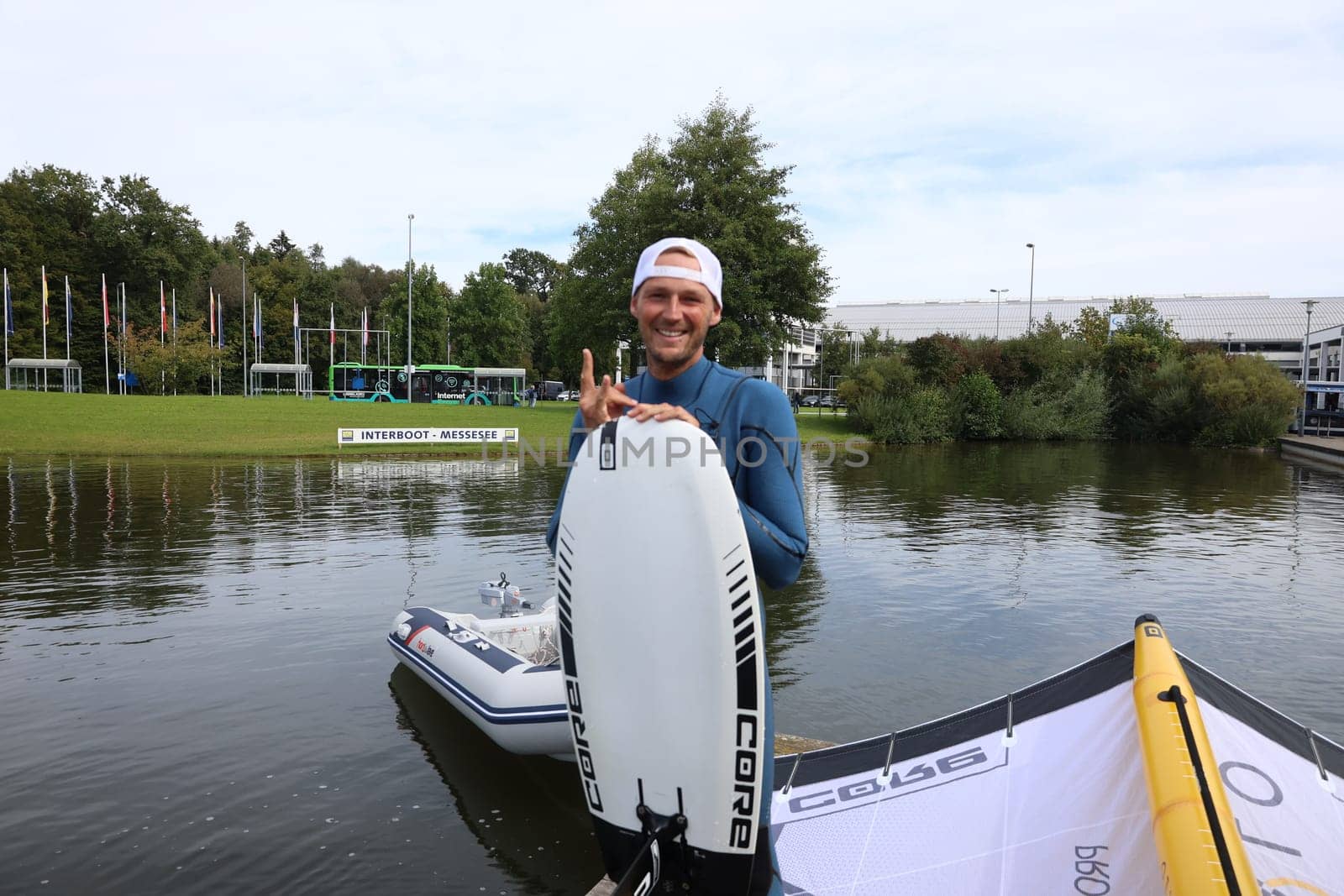 Kitsurfer Ben Beholz gives taster courses and does show acts  The 63rd Interboot 2024 trade fair in Friedrichshafen has opened