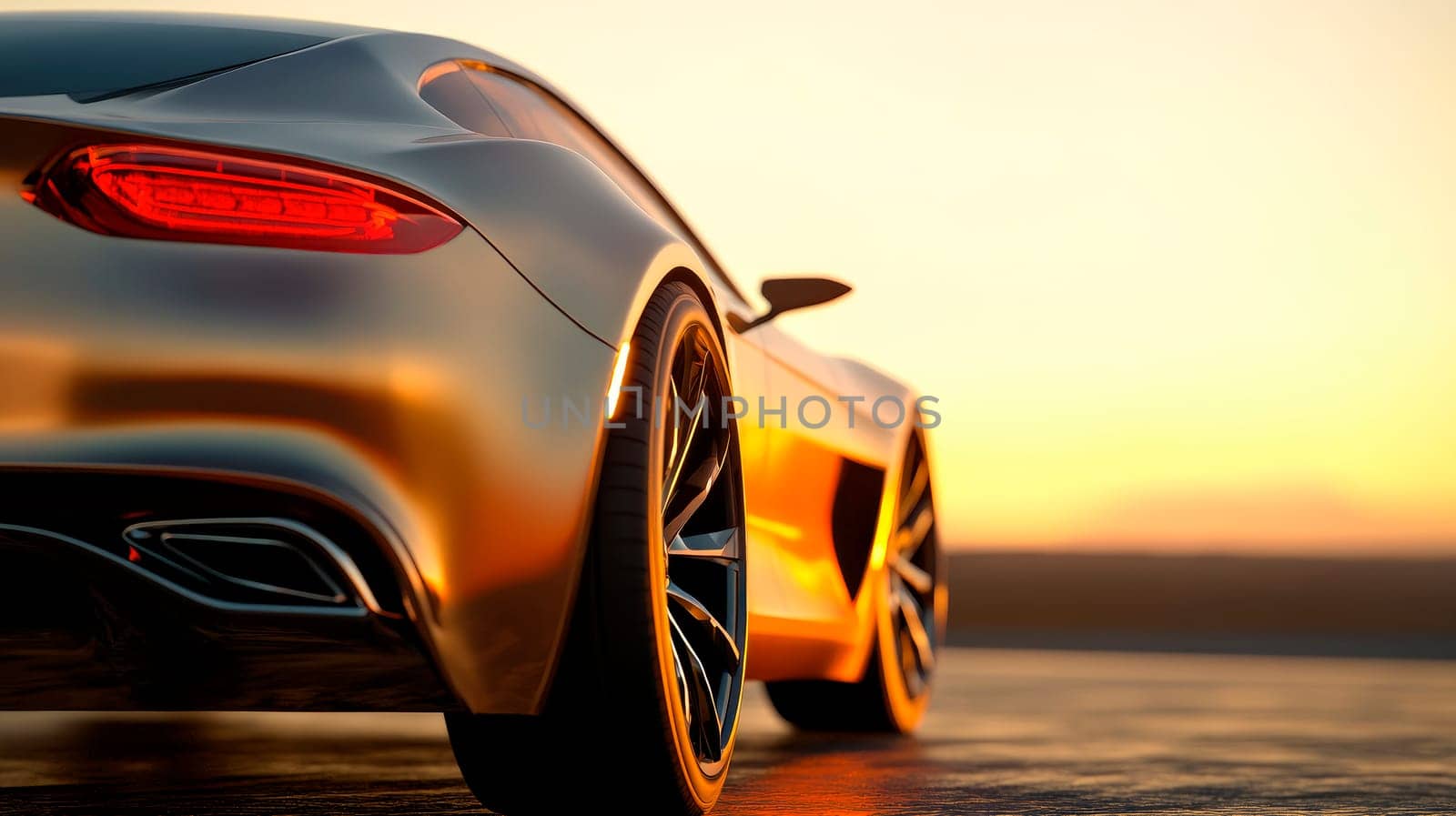 Tail light of modern sleek car, close up view. AI generated