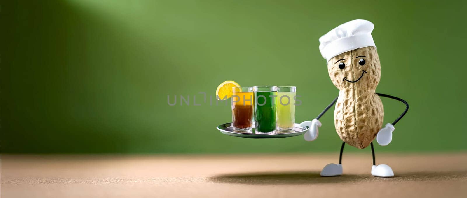Symbolic waitress with a tray and glasses for job advertisements or other things with space for text.