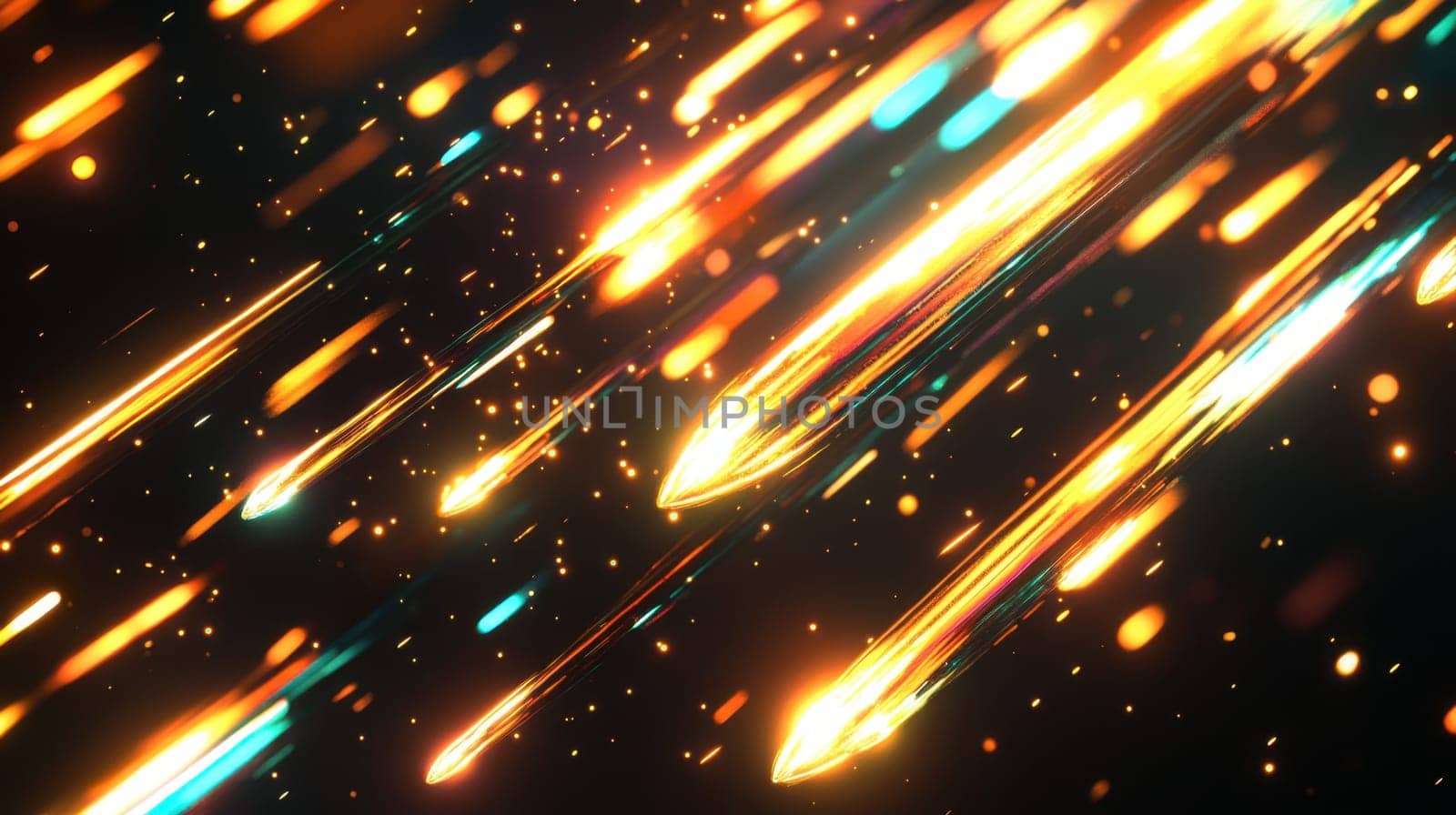 Abstract background with glowing streaks of light. Concept of speed, energy, and technology.