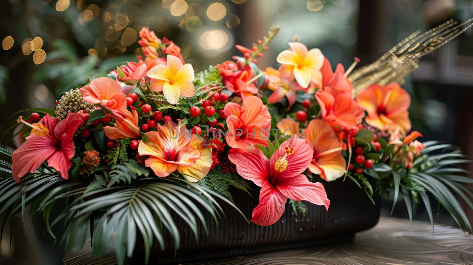 Close-up of a vase of flowers on a table