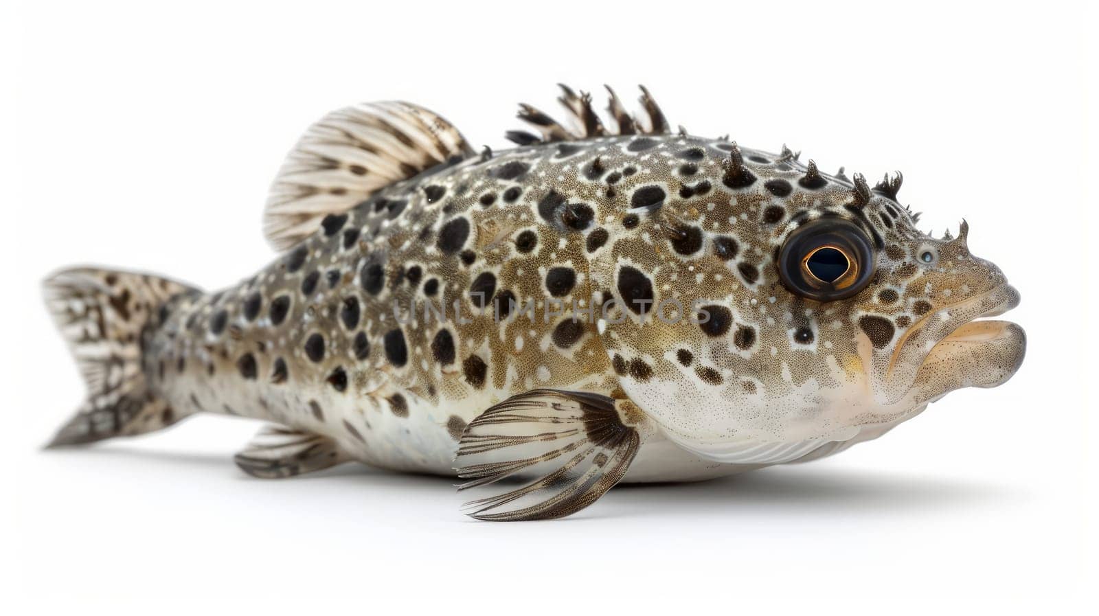 A fish with spikes on its head is depicted.