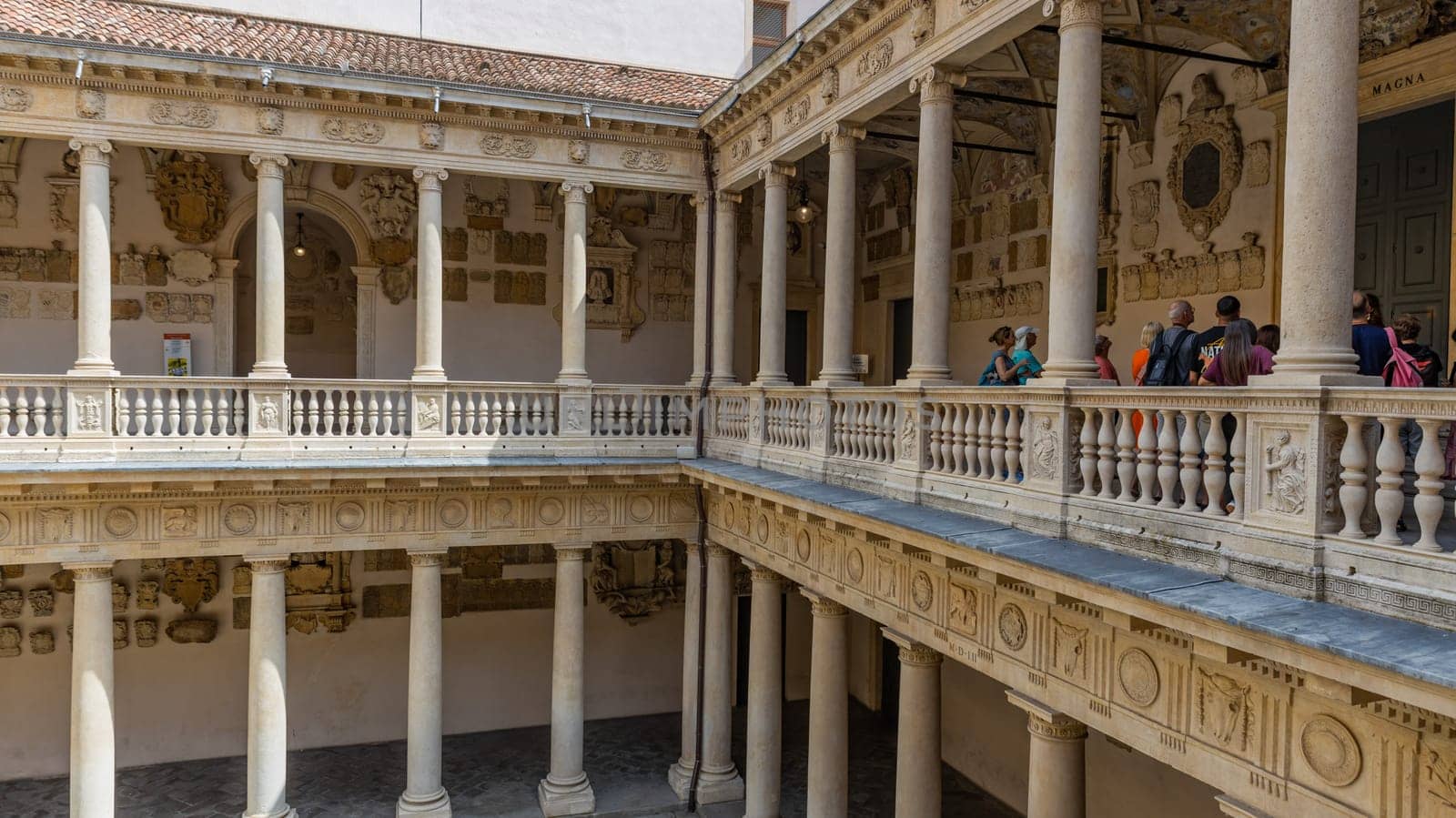 Padua, Italy - July 23, 2024: Palazzo Bo (Bo Palace) entrance, historical building home of the Padova University from 1539 in Padua, Italy