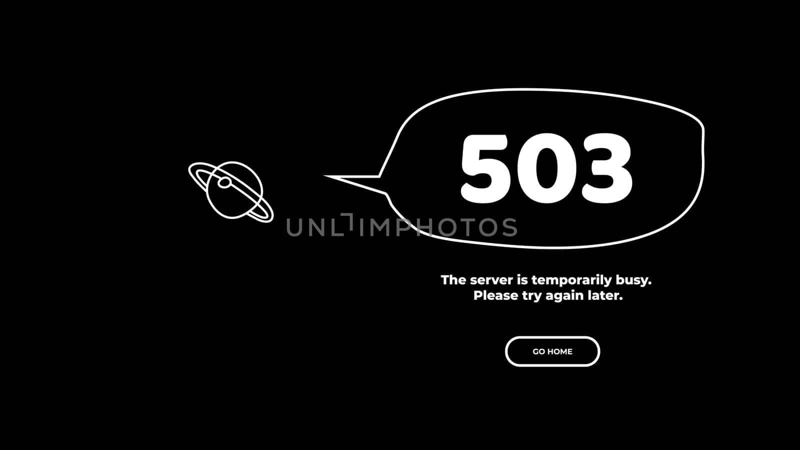 503 Service Temporarily Unavailable error page. Vector layout