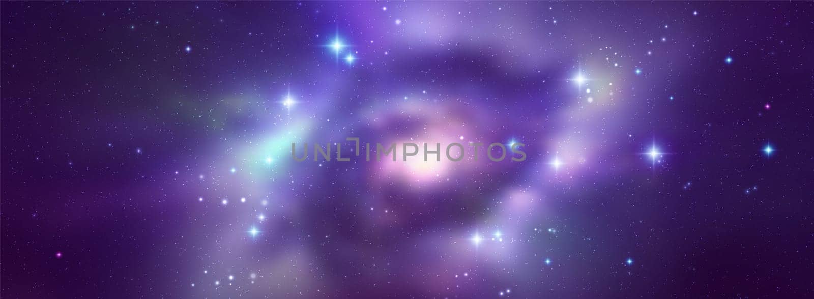 Space vector background with realistic nebula and shining stars. Magic colorful galaxy