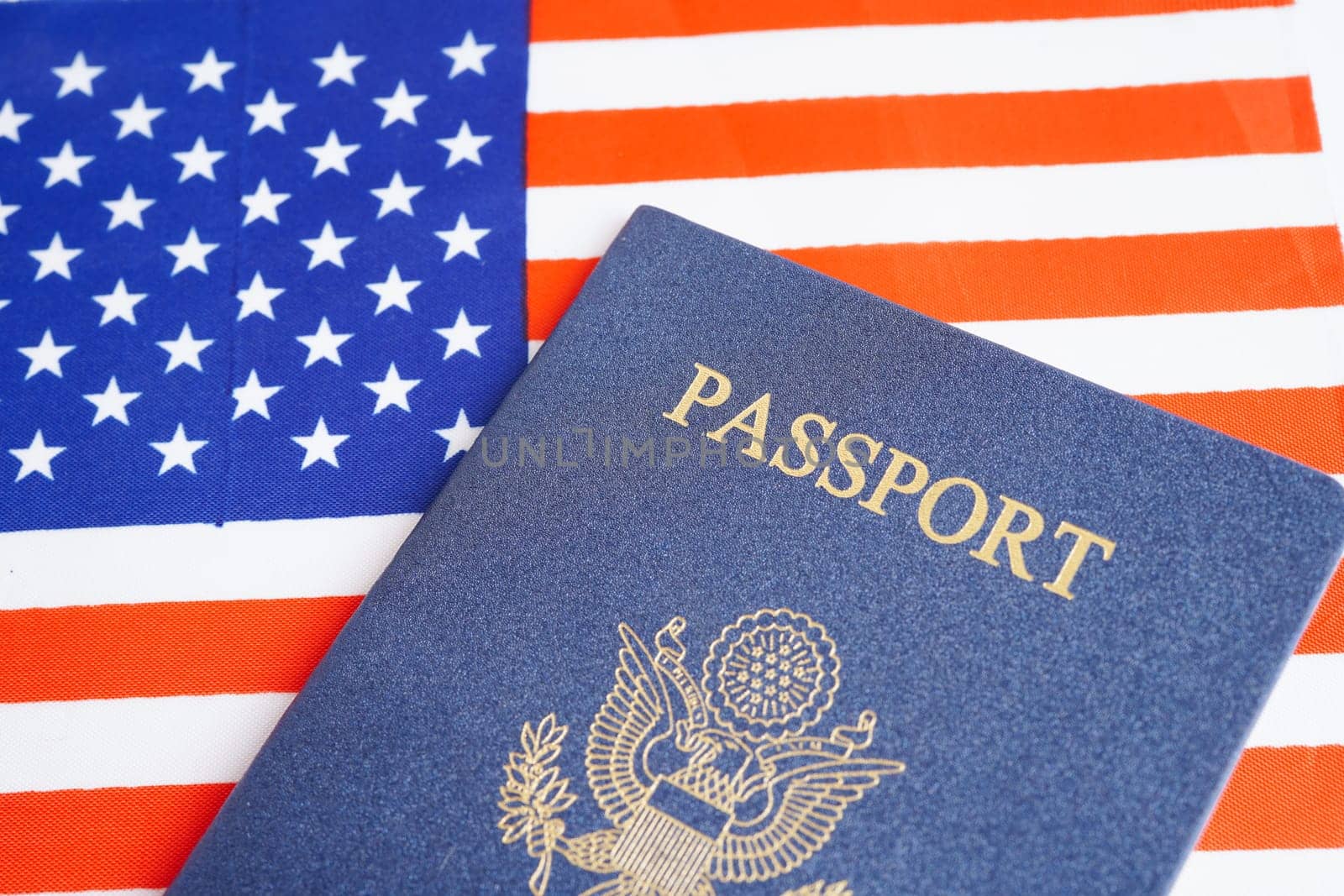 US passport isolated on white background, American citizen in United States of America.