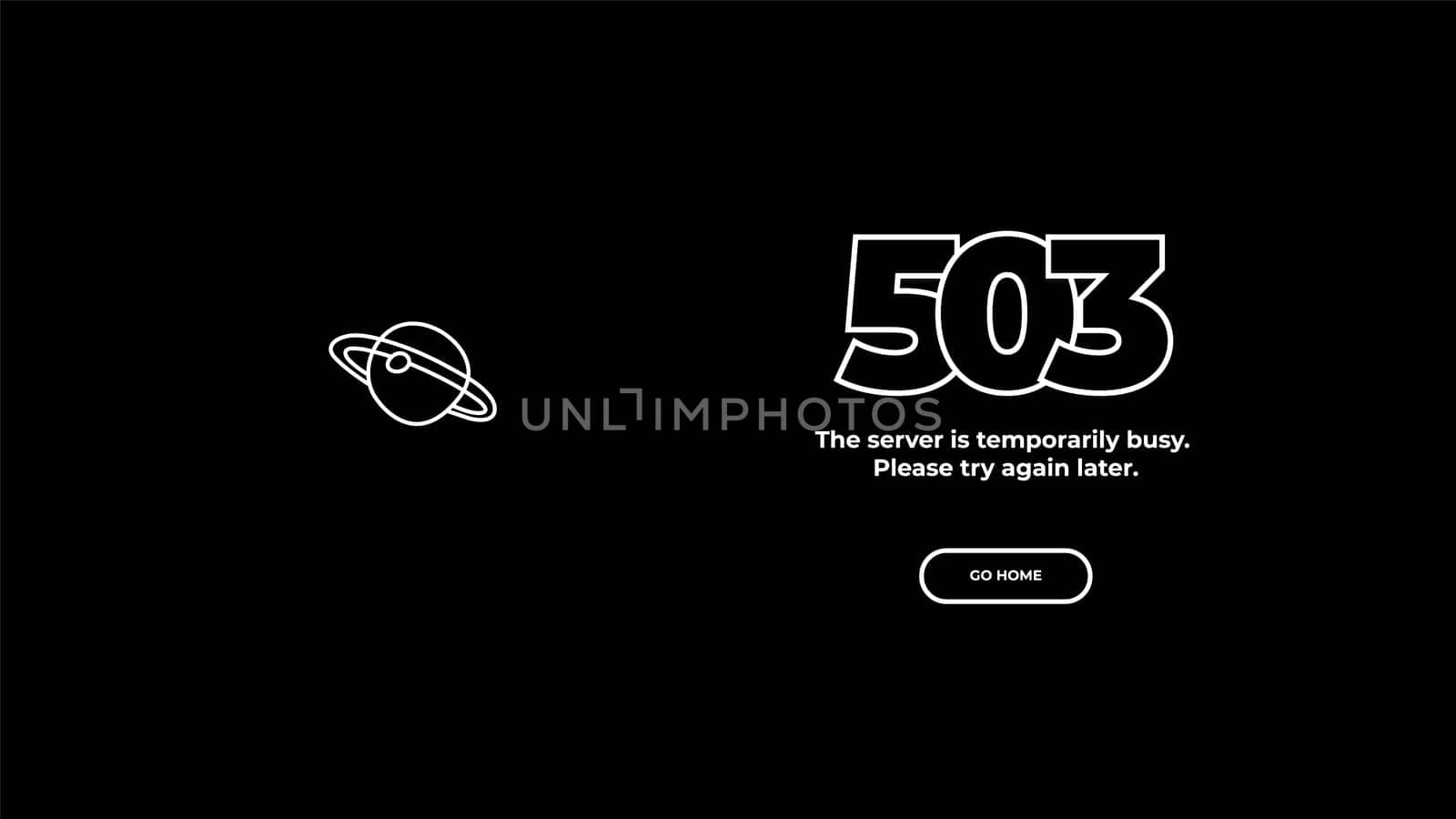 503 Service Temporarily Unavailable error page. Vector layout