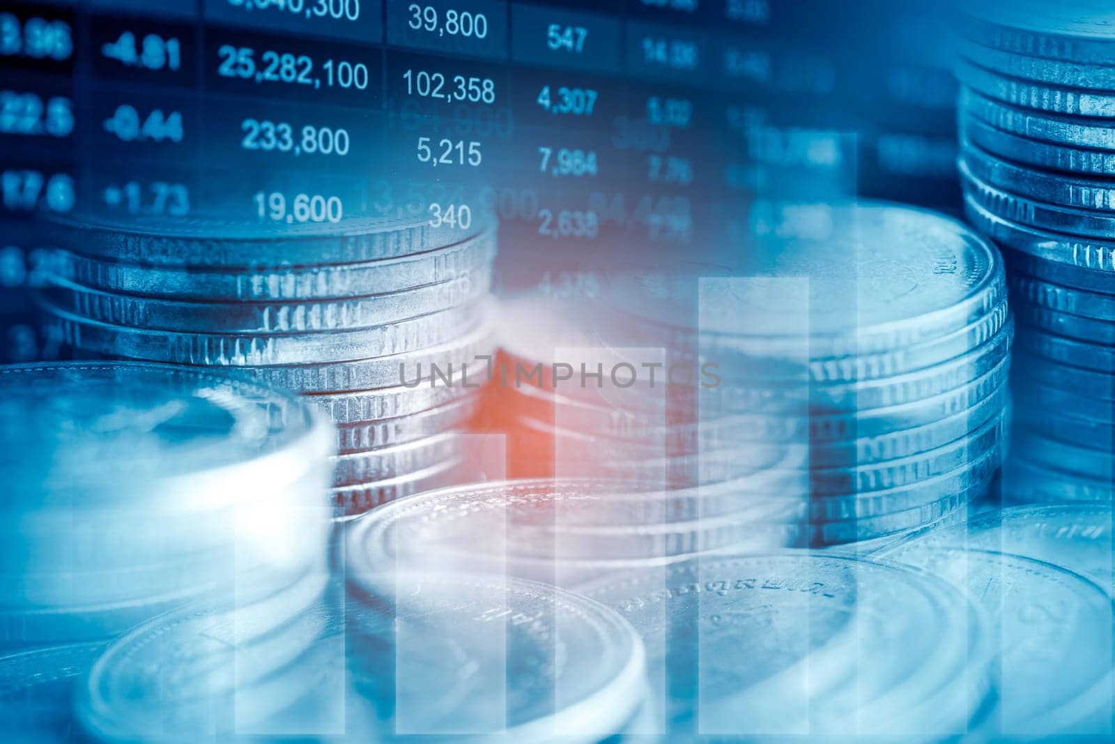 Stock market finance business, economy trend graph digital technology.