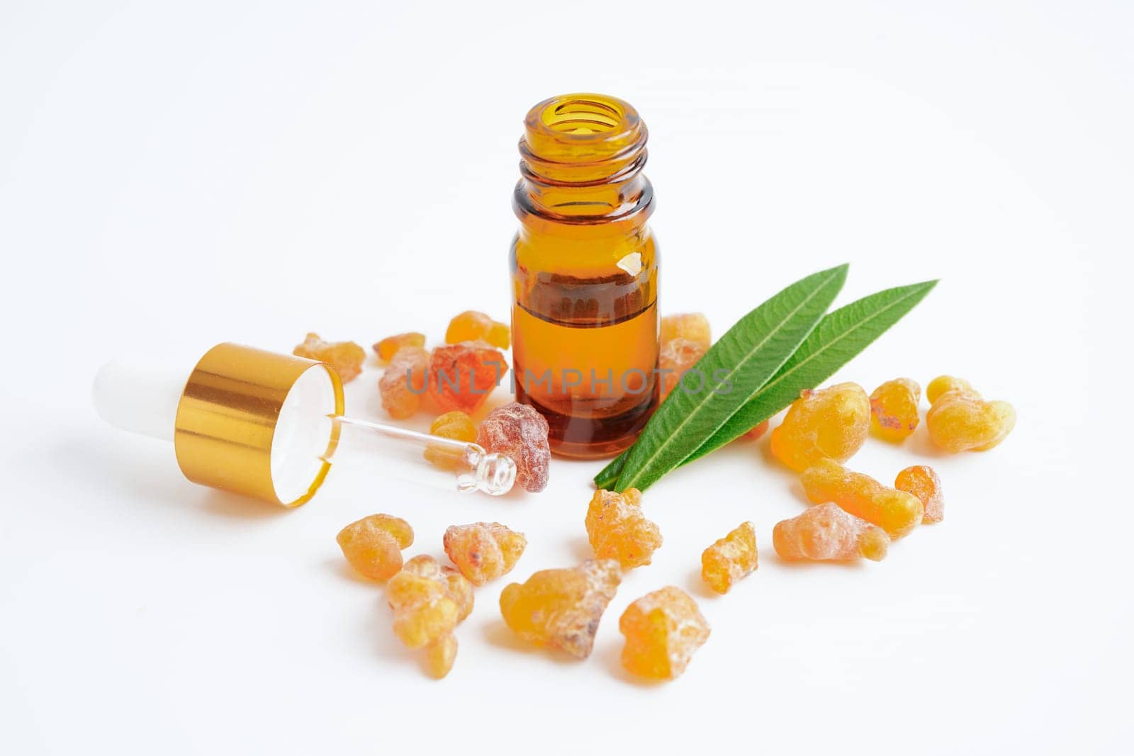 Frankincense or olibanum aromatic resin used in incense and perfumes.
