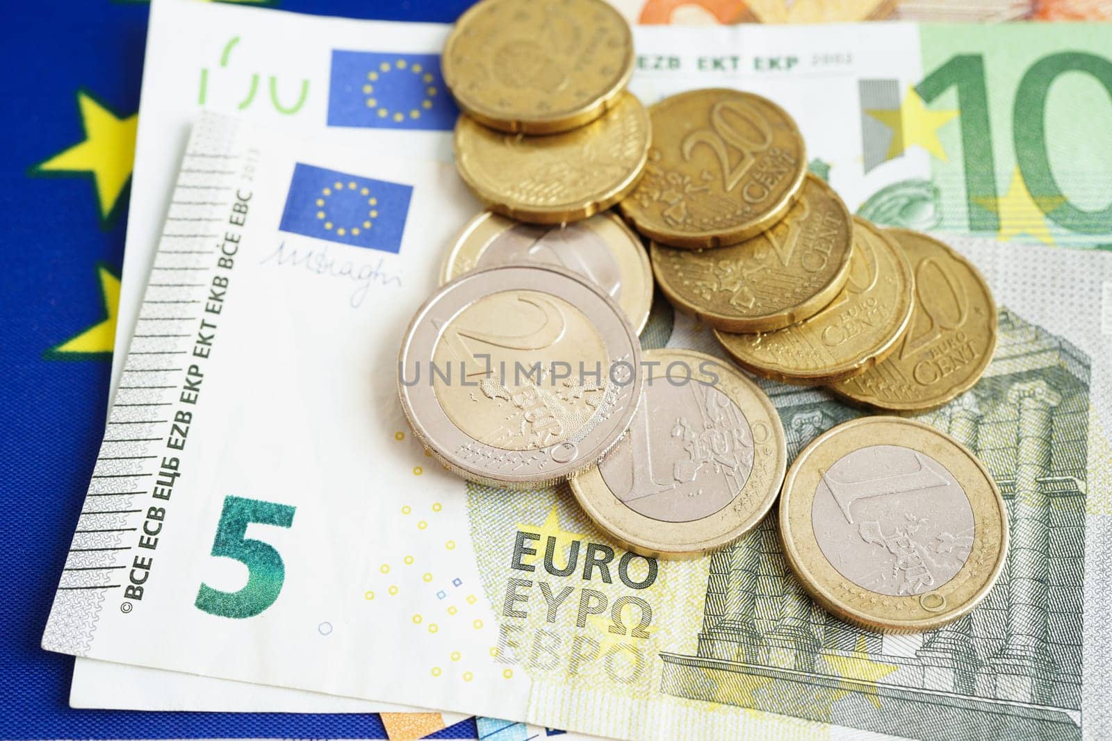 Euro banknote cash money, finance economic banking business exchange market concept.