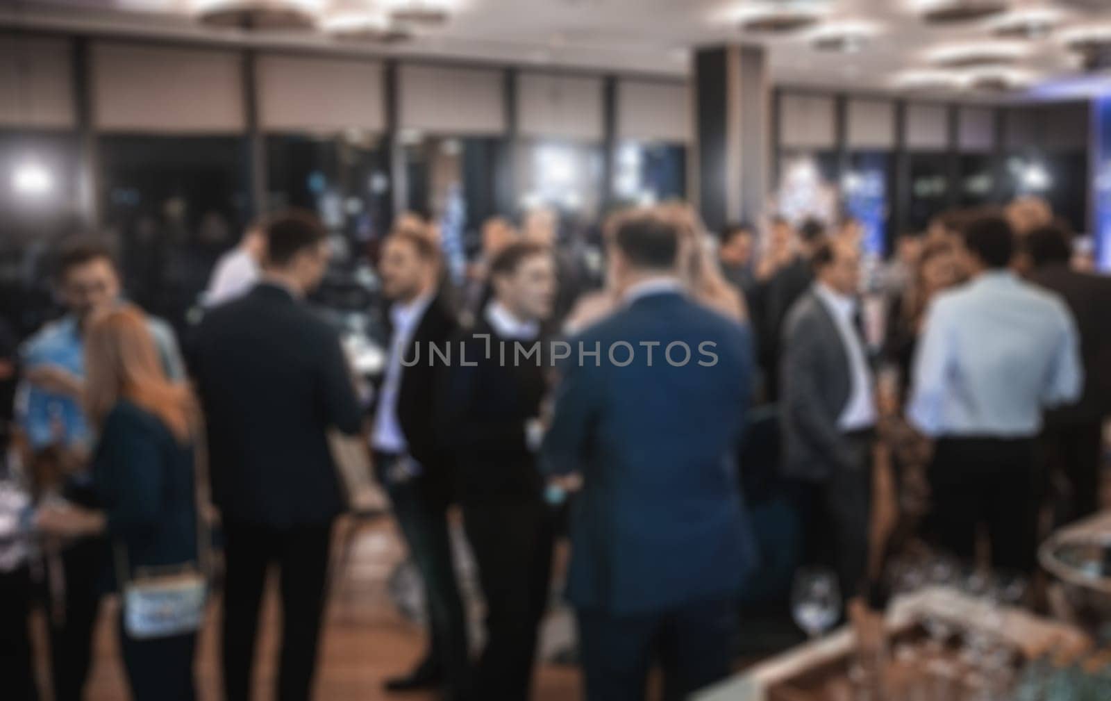 Blurred image of businesspeople at banquet event business meeting event. Business and entrepreneurship events concept.
