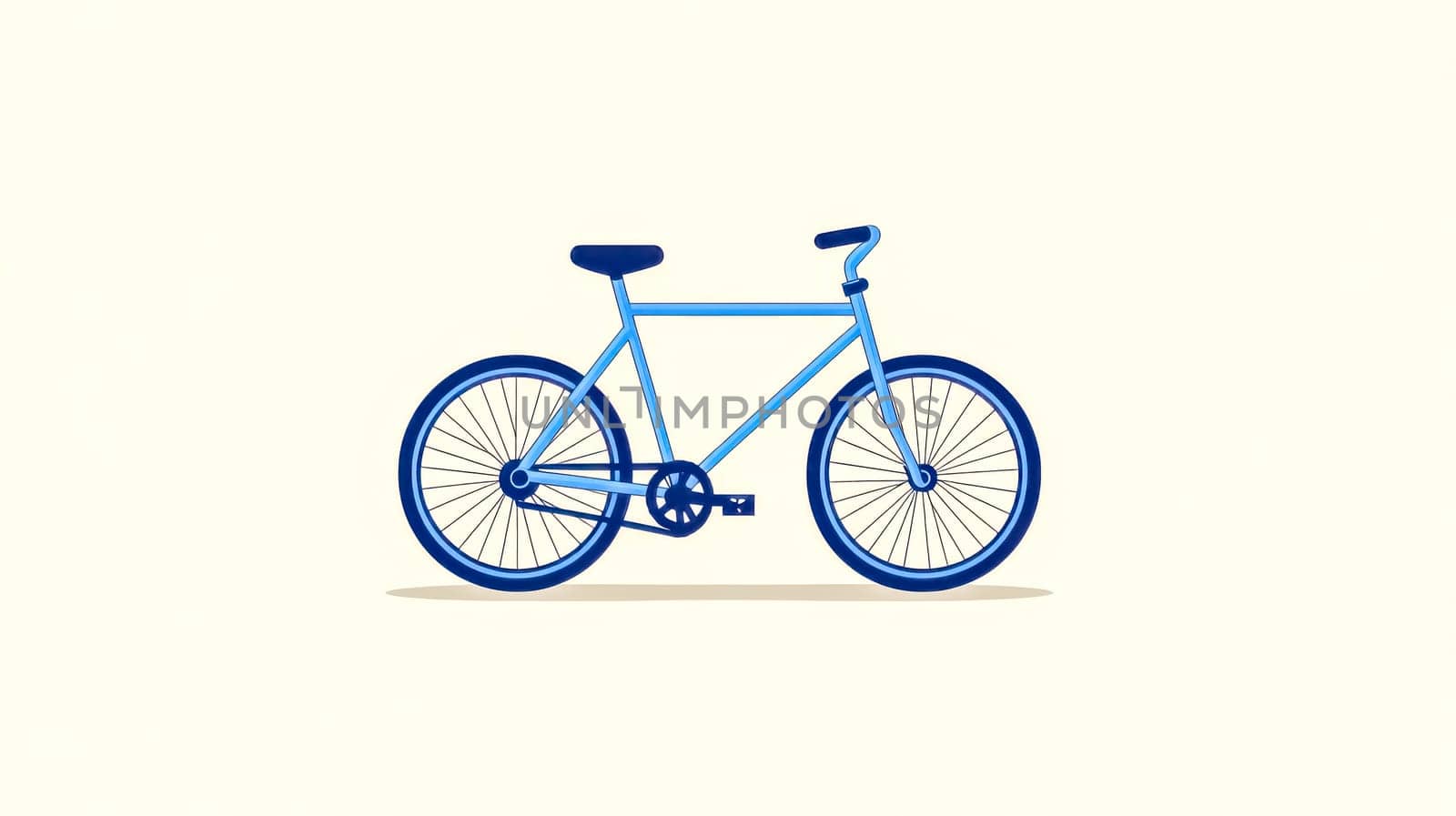 Light blue bicycle standing on a white background, simple flat illustration of a bicycle for rent, sale or delivery service