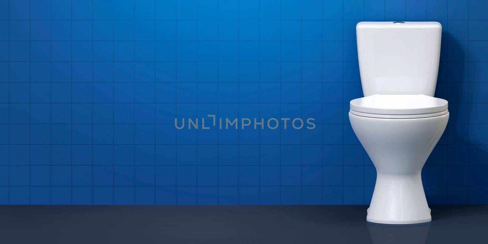 Modern blue toilet room interior