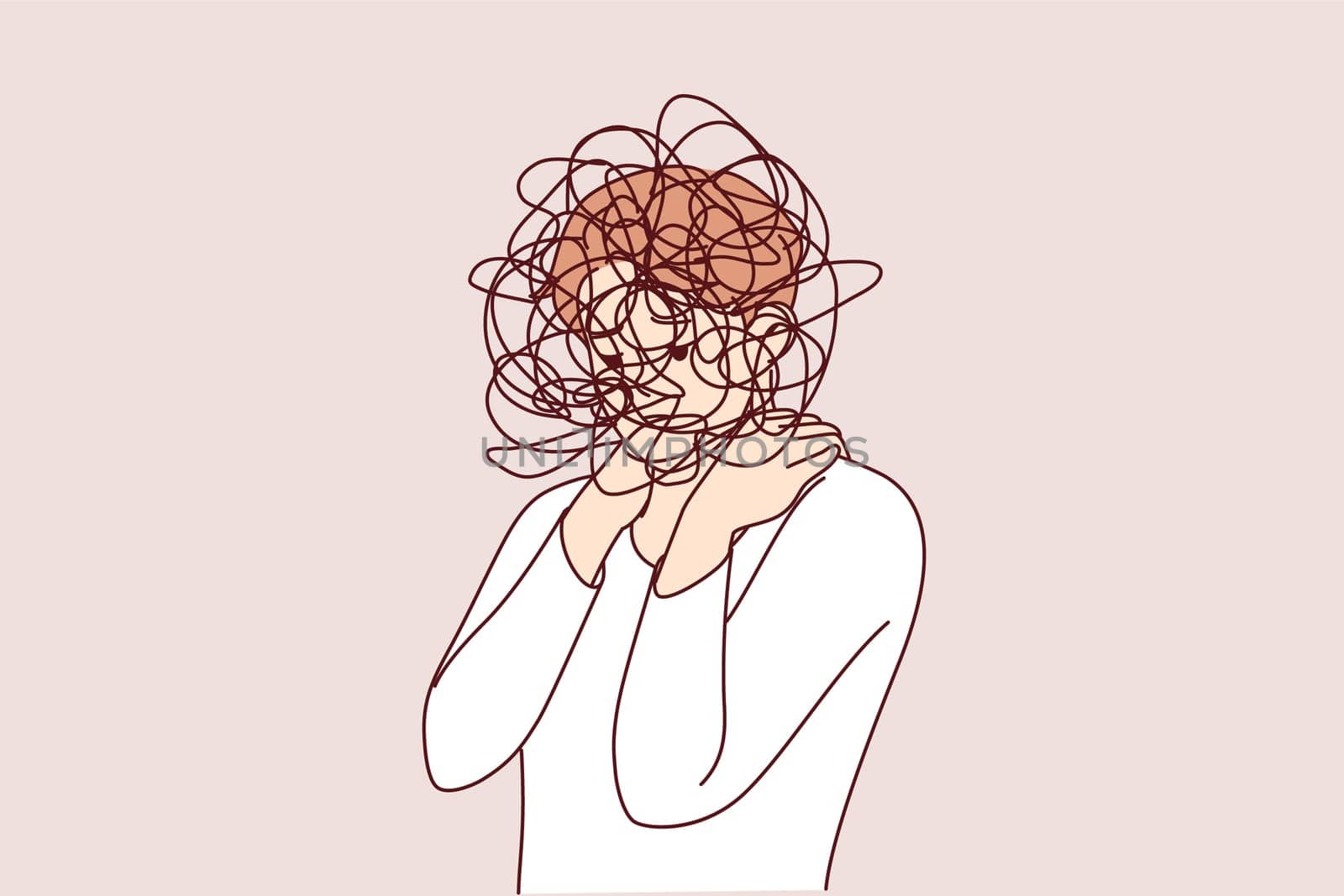 Man suffers from confusion of thoughts and mental disorder causing loss of coordination and motivation. Problem of confusion when trying to make plan or understand your own romantic feelings