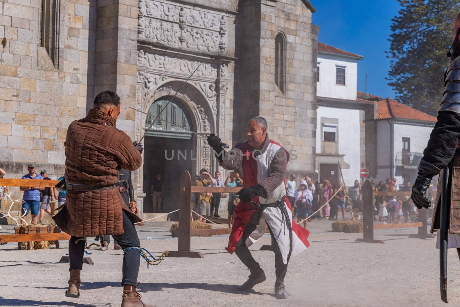 Caminha, Portugal - July 27, 2024: Caminha during the Medieval Fair reenactment. Caminha is a town in the north of Portugal, and very popular among tourists.