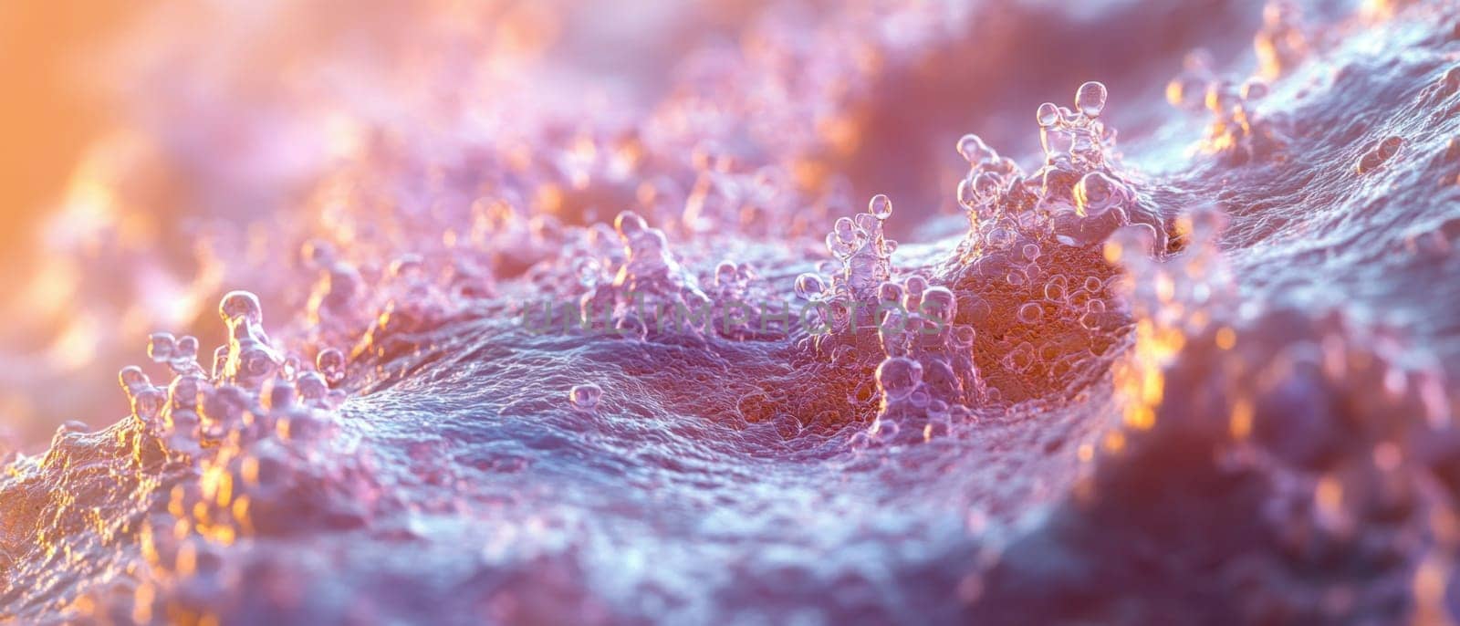Sparkling water waves form vibrant bubbles during the morning light creating a captivating and tranquil atmosphere.
