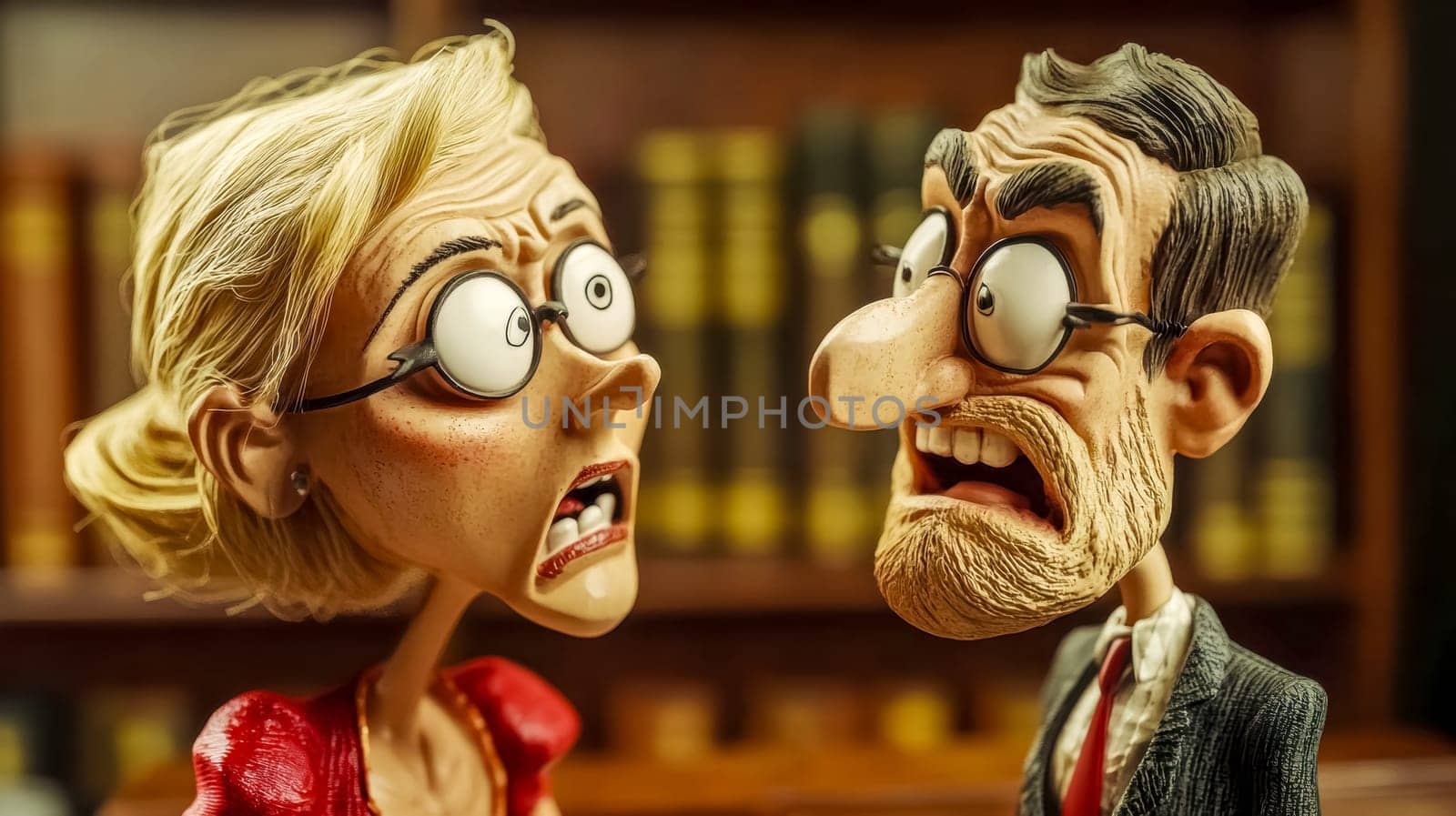 Two clay politicians argue humorously, showcasing political differences with anger and frustration