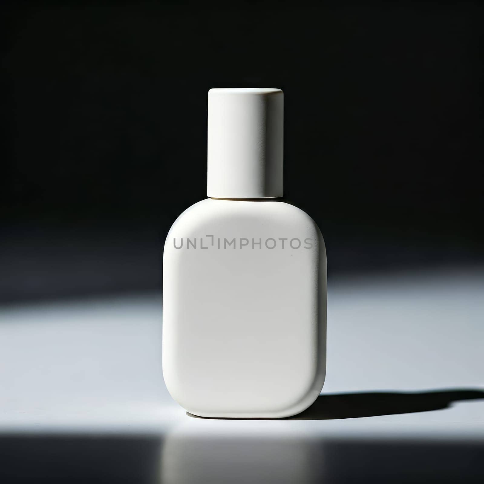 An elegant white bottle, ideal for cosmetic products, highlighted against a contrasting background.