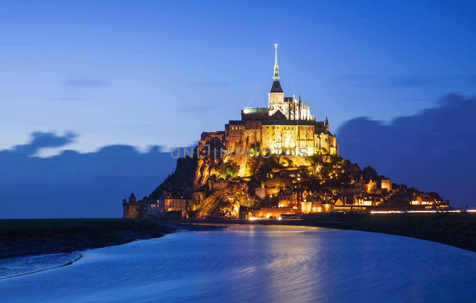Mont Saint-Michel photo taken at blue hour, Normandy, France